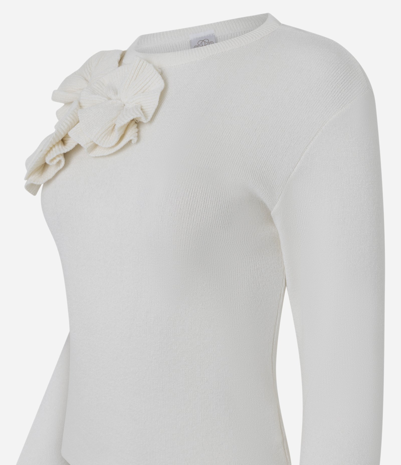 Suéter em Tricô com Aplicação de Flores em Relevo Off White 7