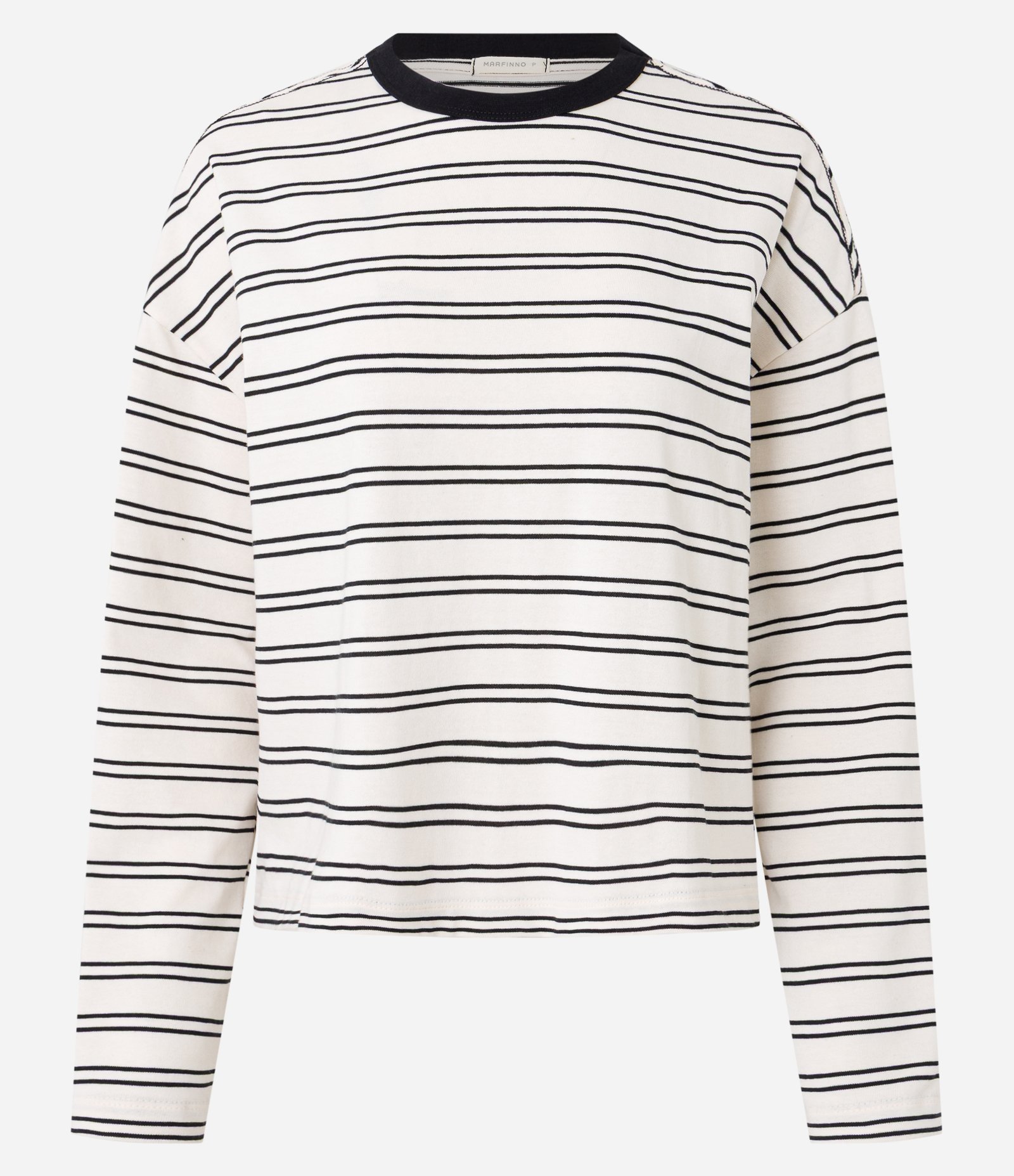 Blusa Oversized em Algodão com Estampa Listrada Branco/Preto 5