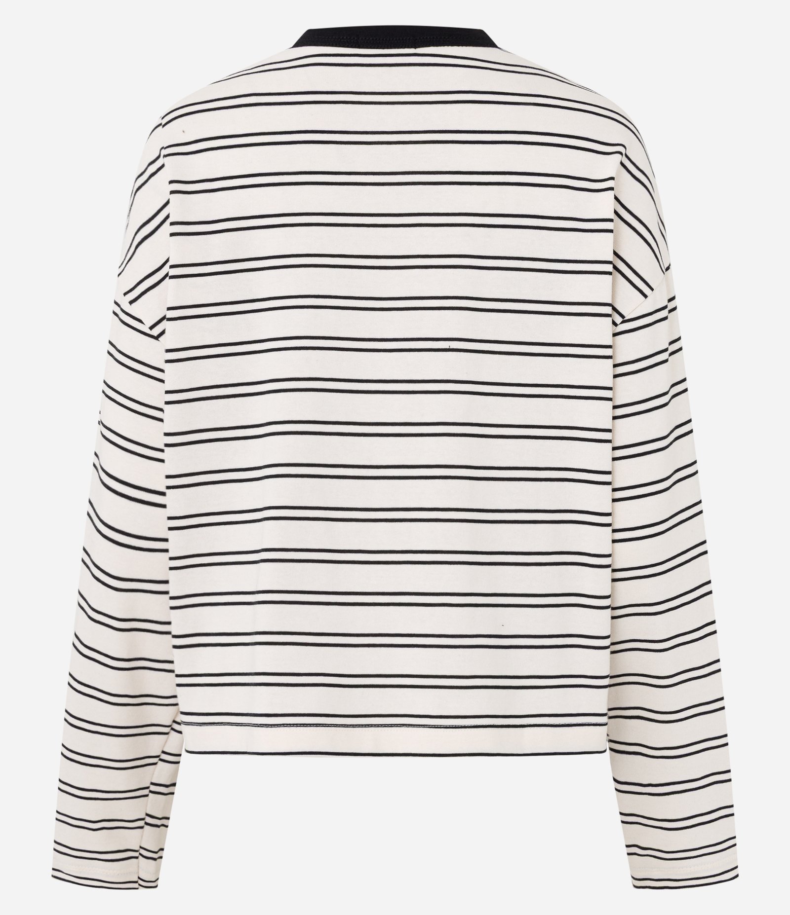 Blusa Oversized em Algodão com Estampa Listrada Branco/Preto 6