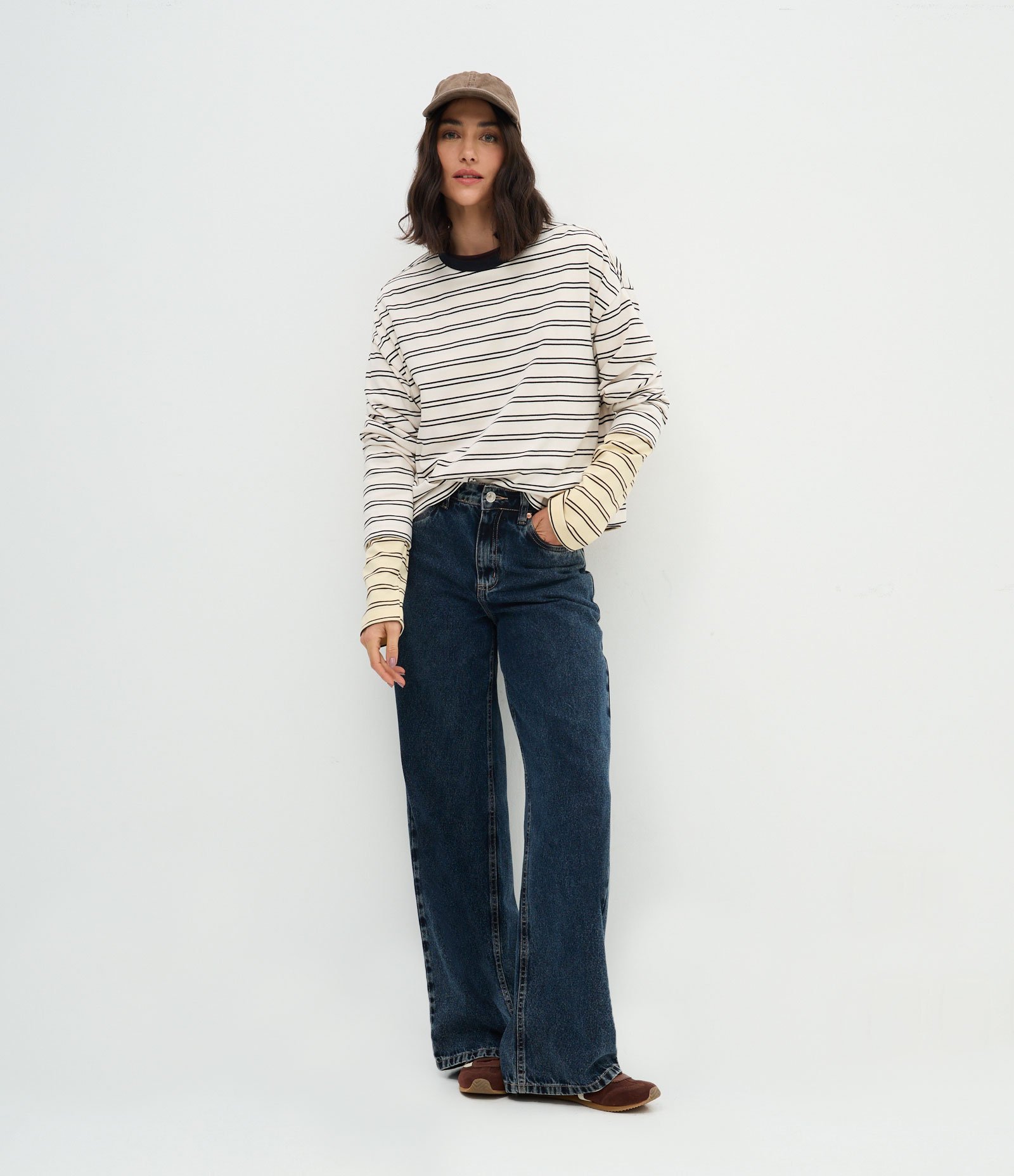 Blusa Oversized em Algodão com Estampa Listrada Branco/Preto 3