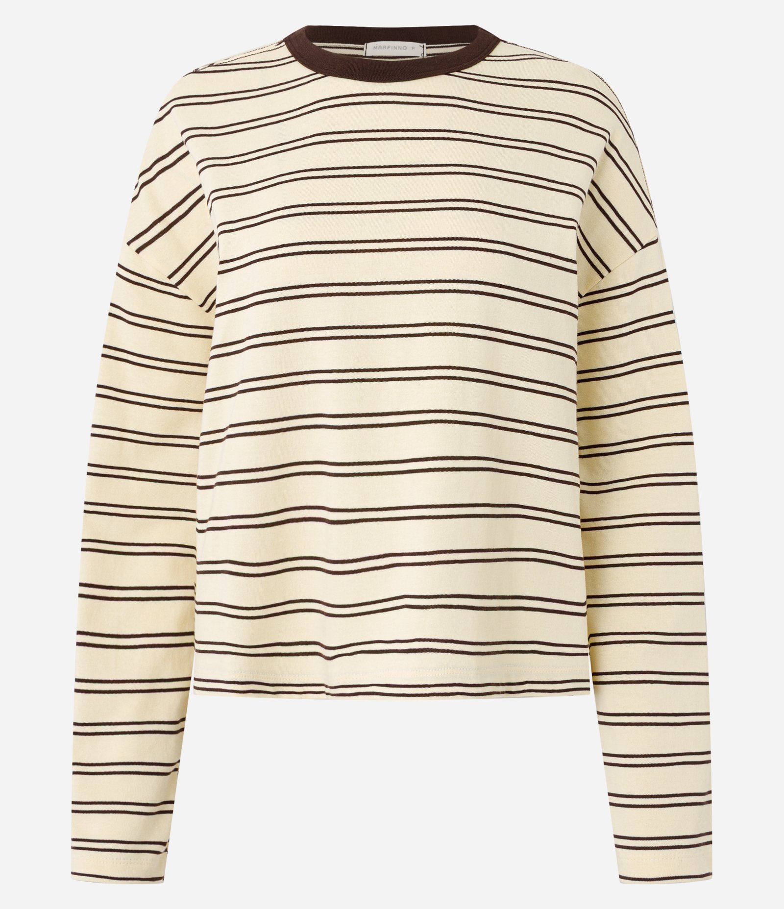 Blusa Oversized em Algodão com Estampa Listrada Amarelo/Marrom 2