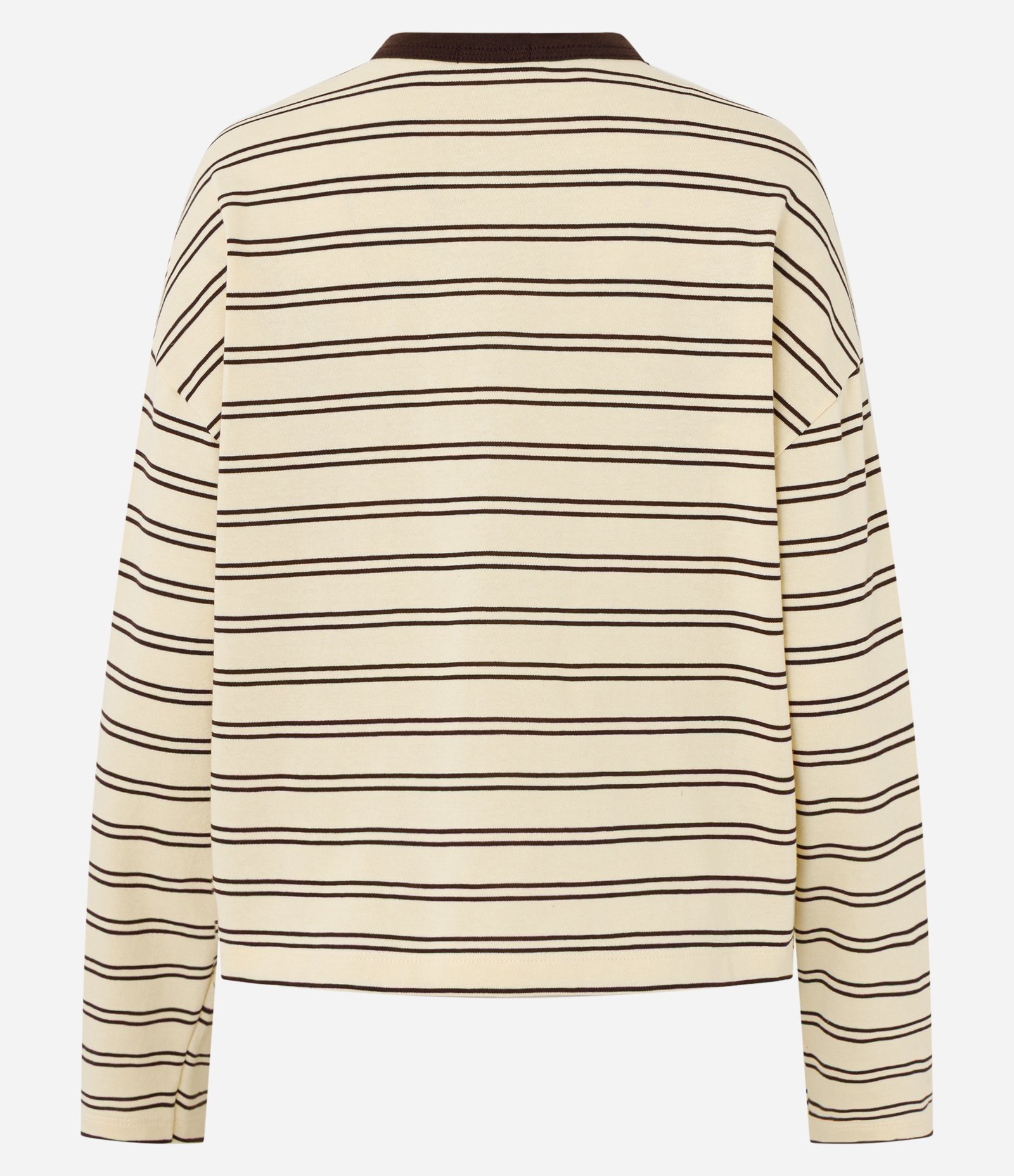 Blusa Oversized em Algodão com Estampa Listrada Amarelo/Marrom 3