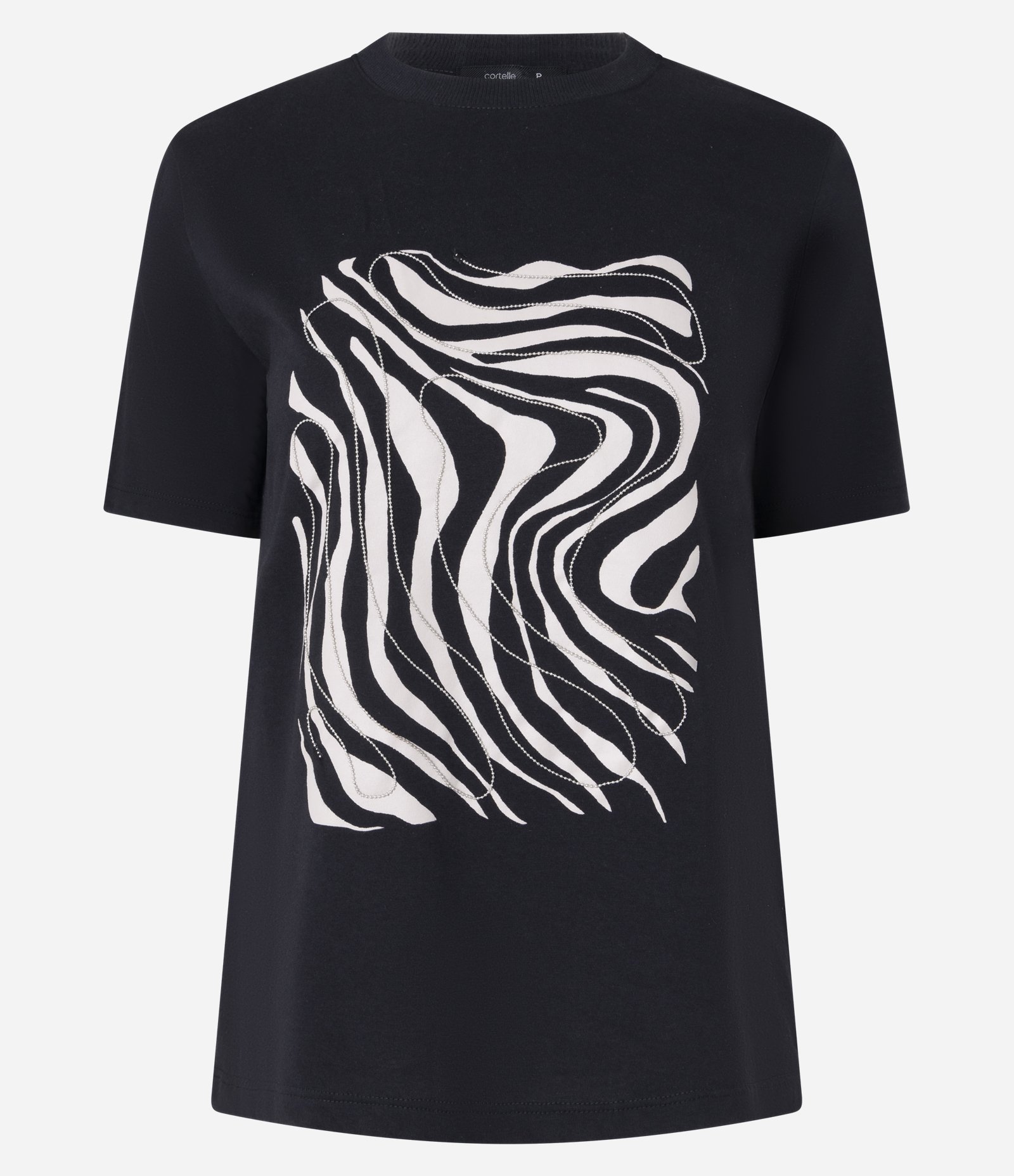 Camiseta em Algodão com Estampa Abstrata Preto 5