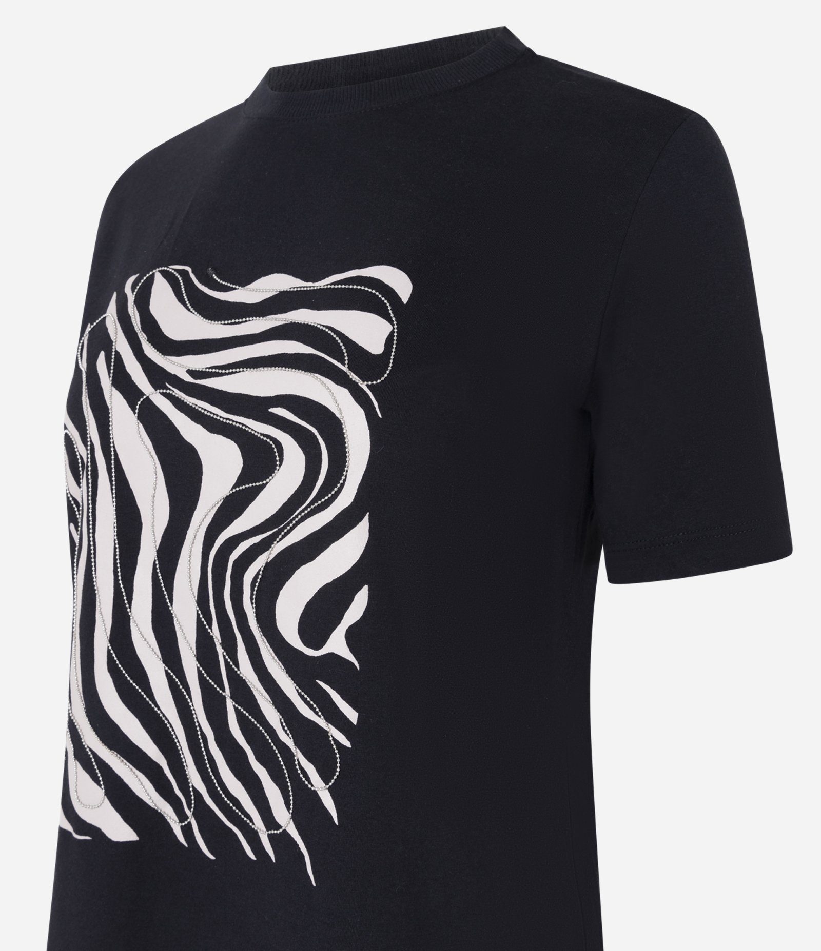 Camiseta em Algodão com Estampa Abstrata Preto 6