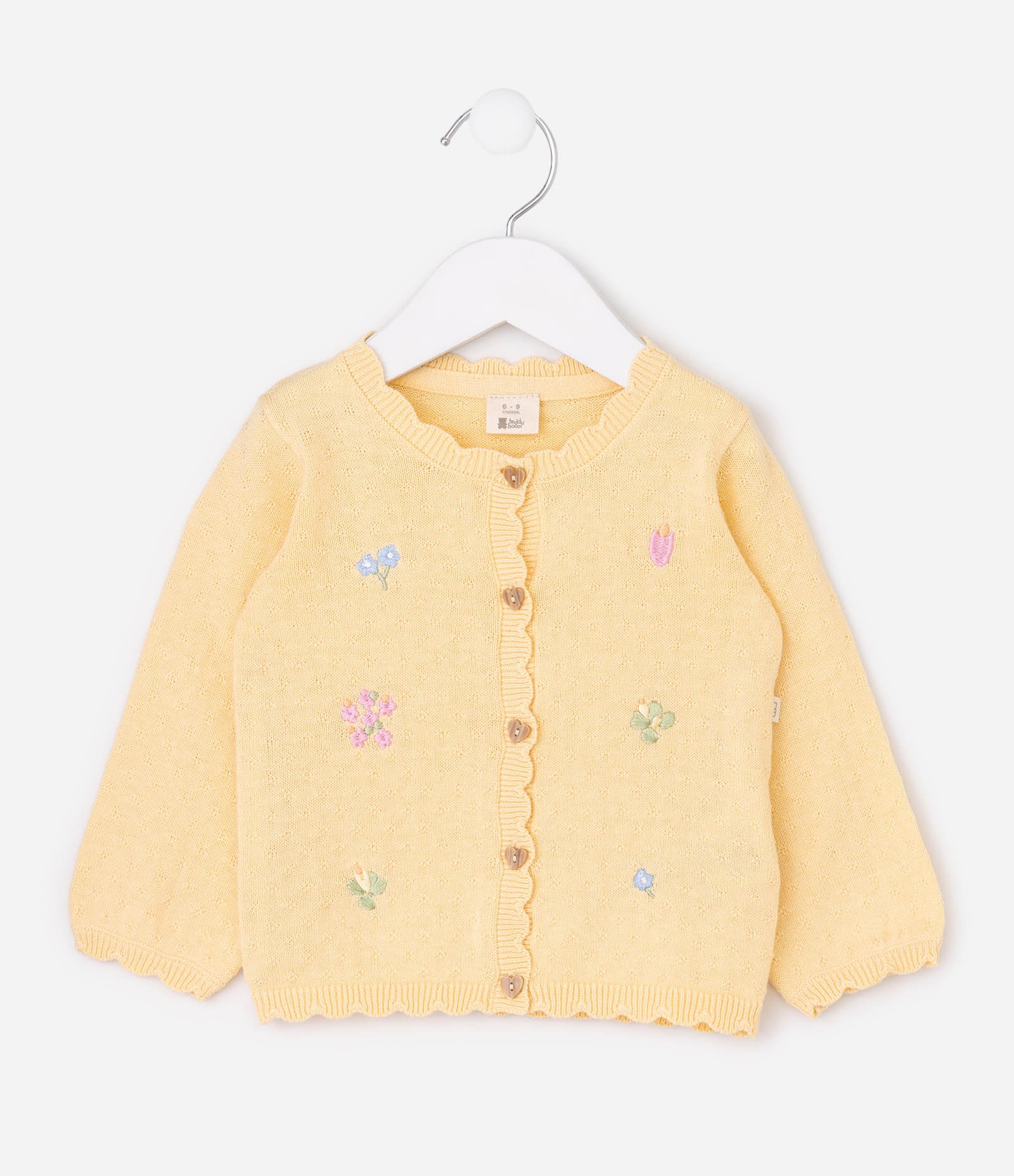 Cardigan Bebê em Tricô com Bordado Floral - Tam 0 a 18 Meses Bege 2