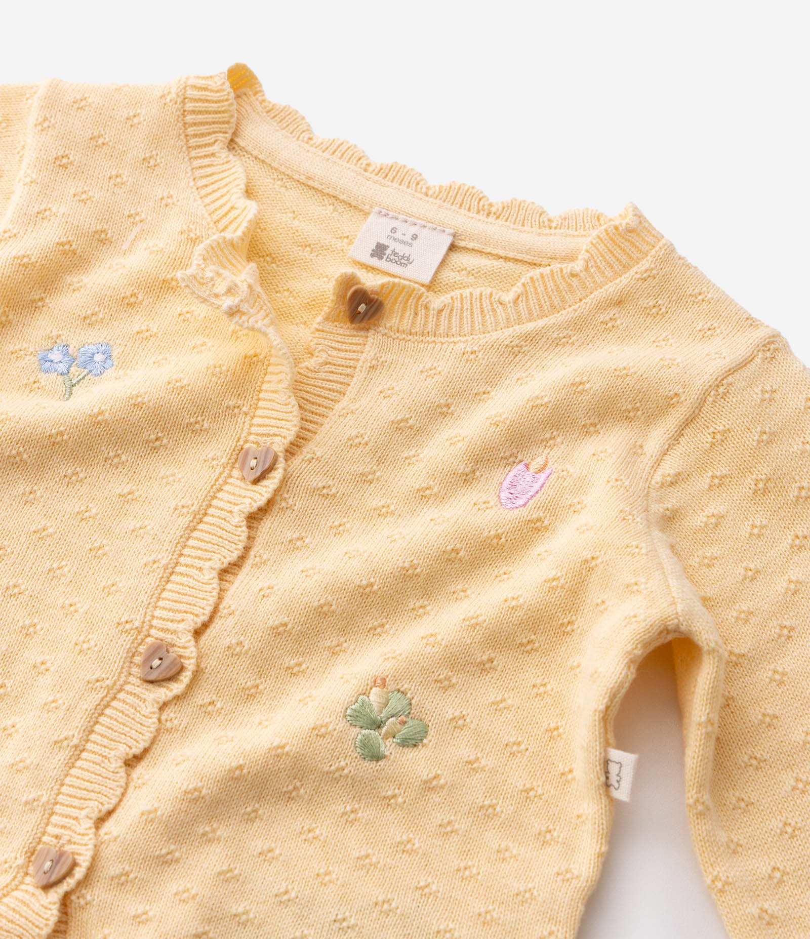Cardigan Bebê em Tricô com Bordado Floral - Tam 0 a 18 Meses Bege 5