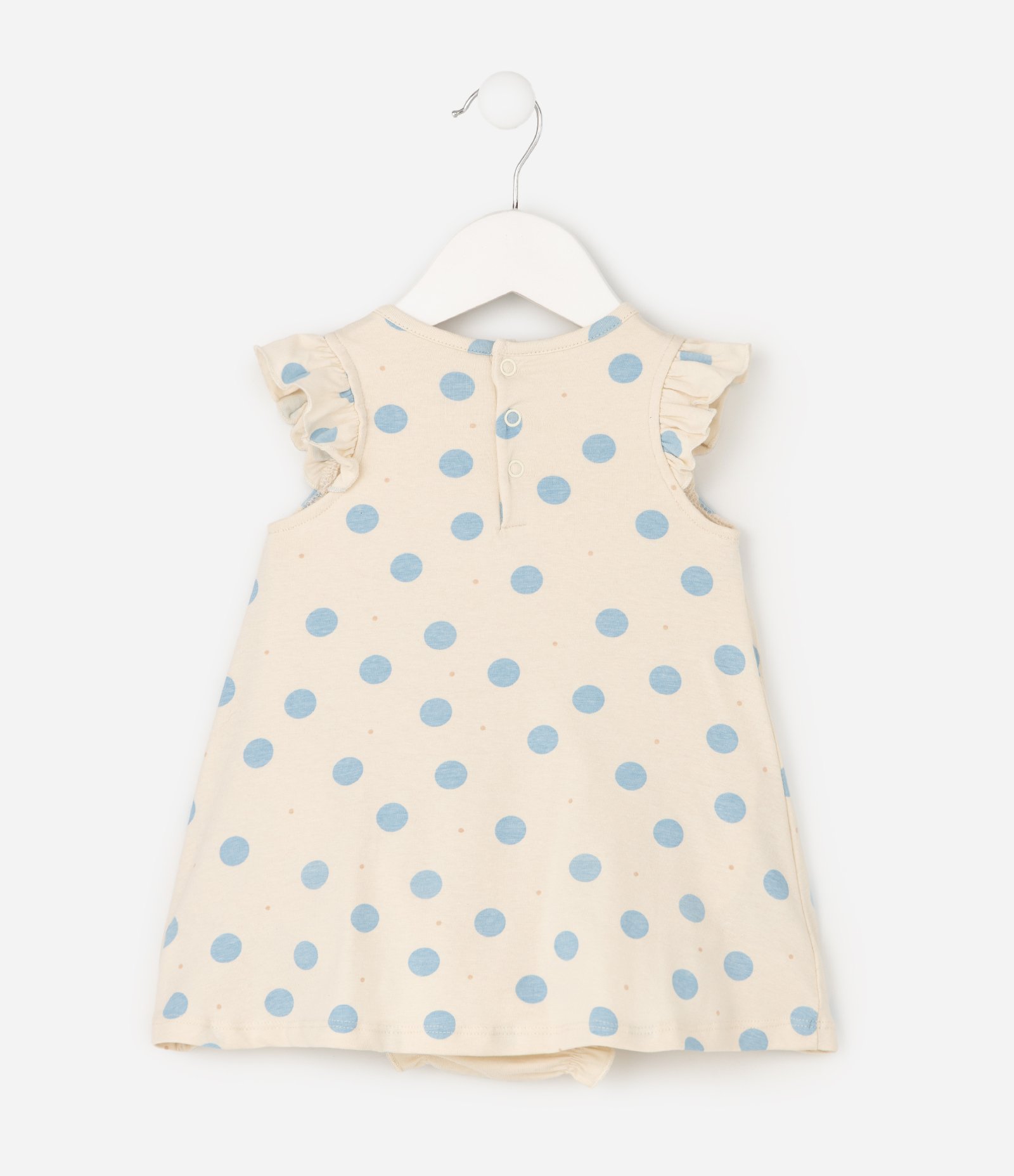 Vestido Body Infantil Em Algodão Estampa Poá com Coelhinhas - Tam 0 a 18 Meses Bege 8
