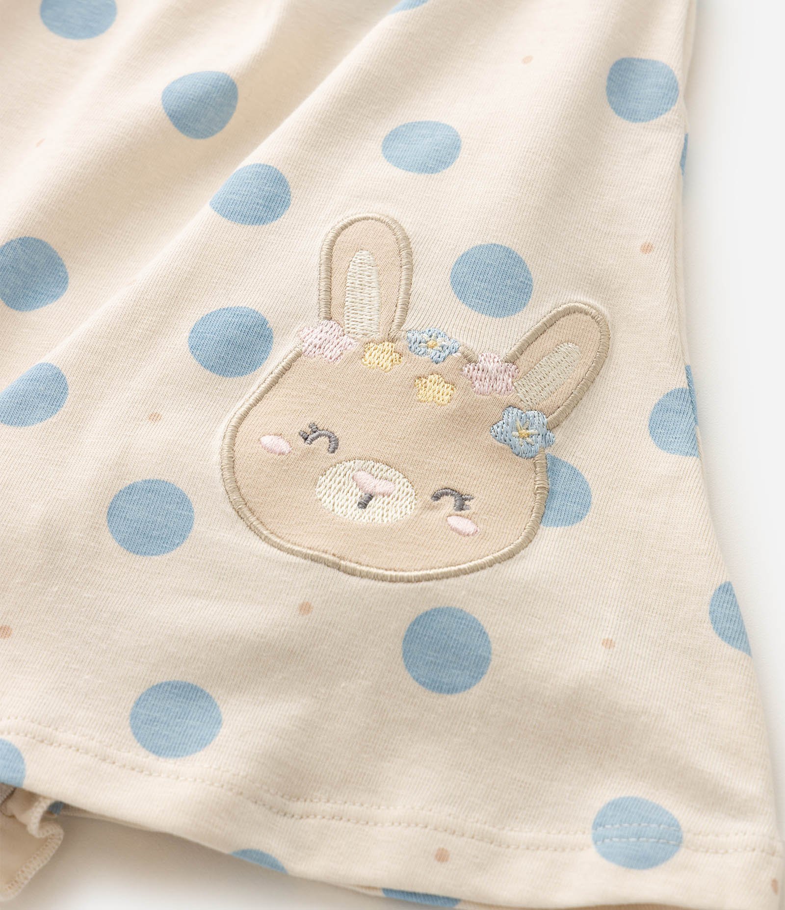Vestido Body Infantil Em Algodão Estampa Poá com Coelhinhas - Tam 0 a 18 Meses Bege 6