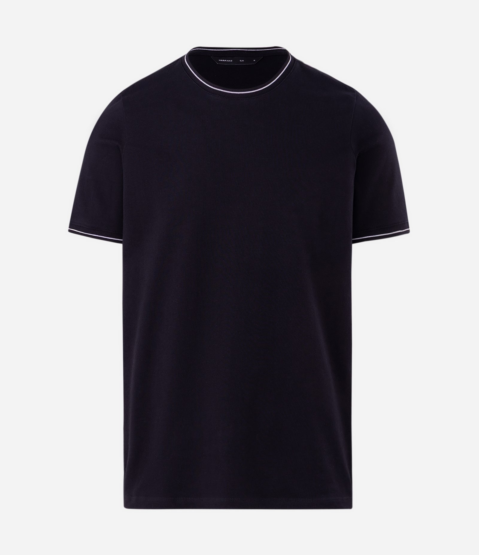 Camiseta Manga Curta com Detalhes Contrastantes Preto 1