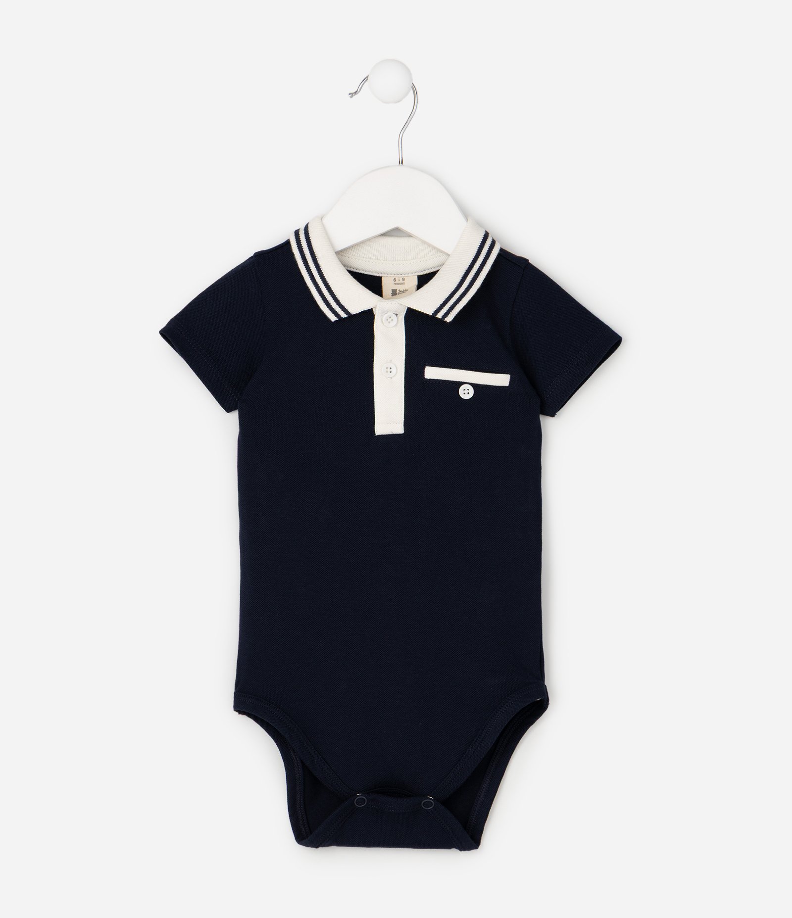 Body Polo Infantil em Algodão com Gola Tricô - Tam 0 a 18 Meses Preto 3