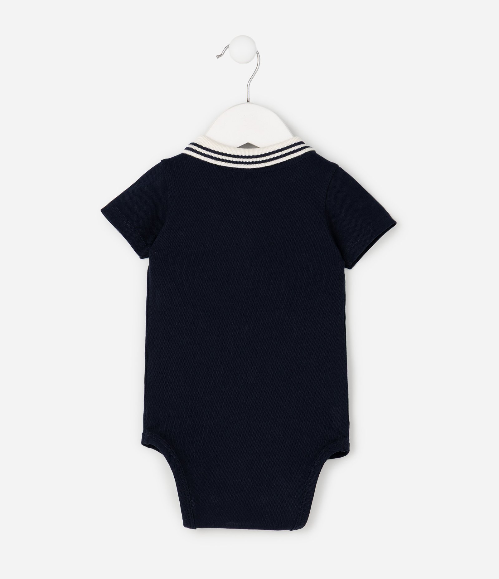 Body Polo Infantil em Algodão com Gola Tricô - Tam 0 a 18 Meses Preto 4