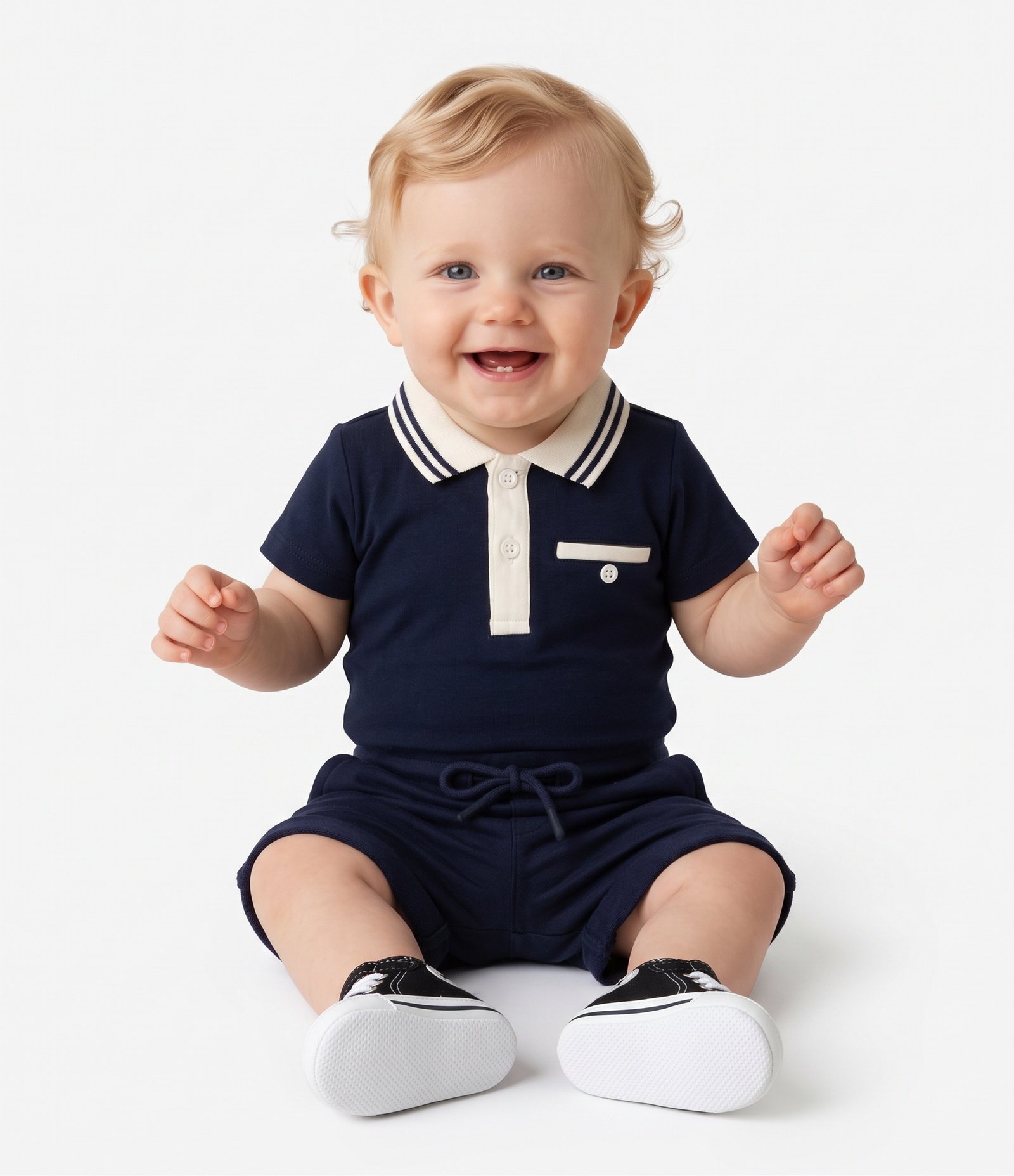 Body Polo Infantil em Algodão com Gola Tricô - Tam 0 a 18 Meses Preto 1
