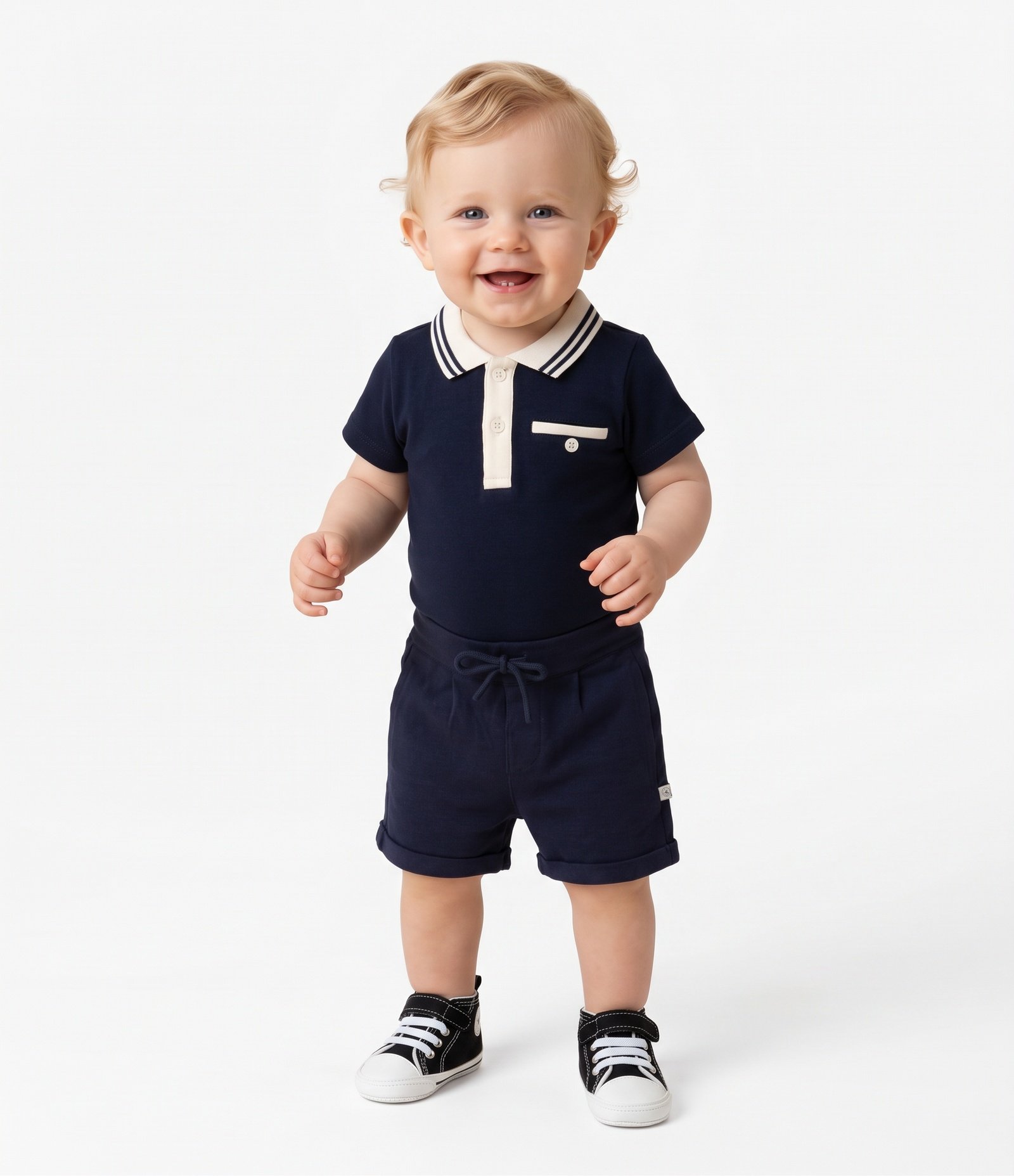 Body Polo Infantil em Algodão com Gola Tricô - Tam 0 a 18 Meses Preto 2