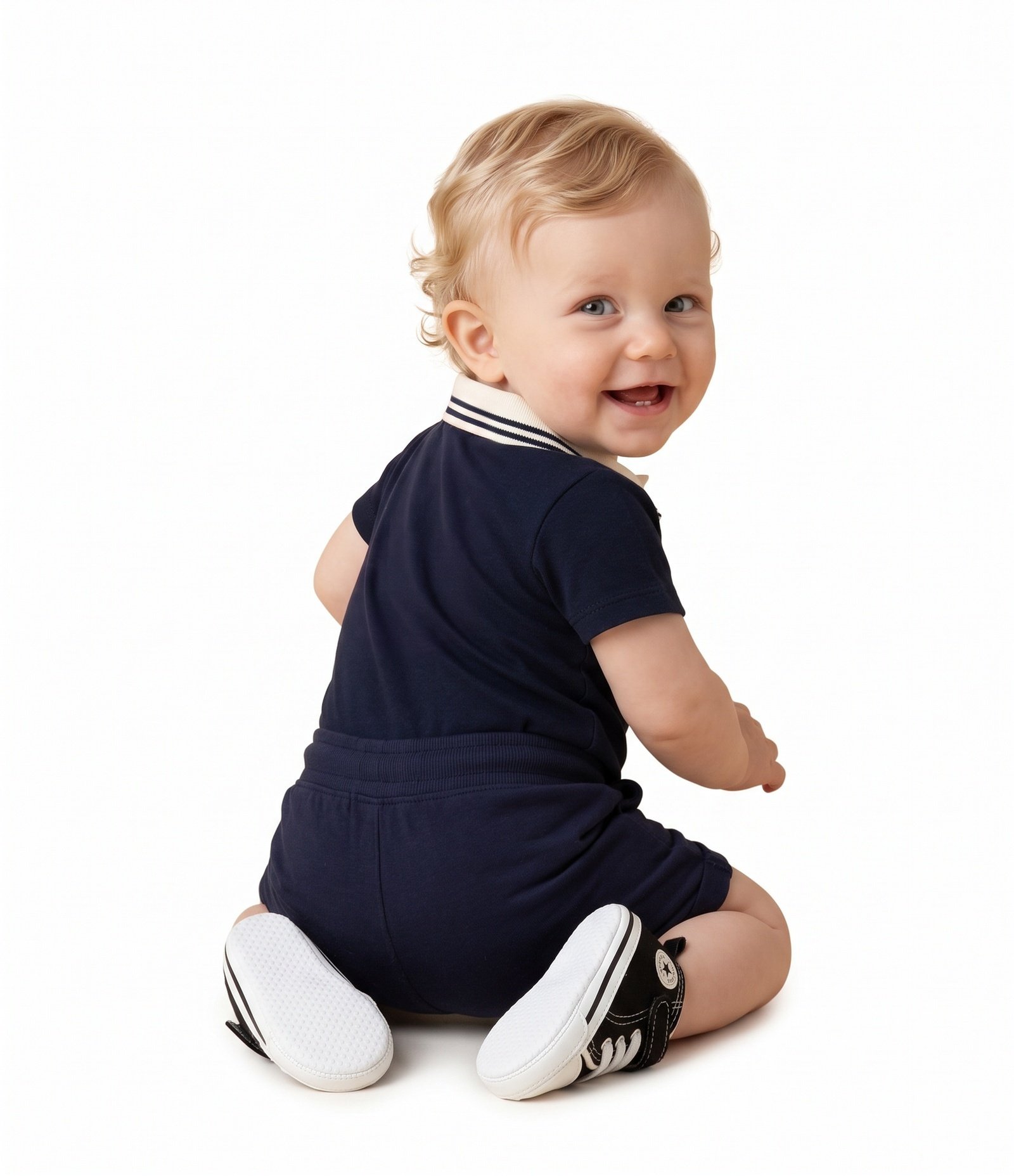 Body Polo Infantil em Algodão com Gola Tricô - Tam 0 a 18 Meses Preto 7