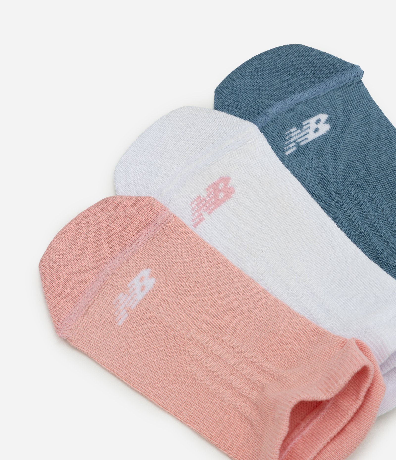 Kit 03 Meias Cano Baixo Esportivas New Balance Rosa/Branco/Azul 4