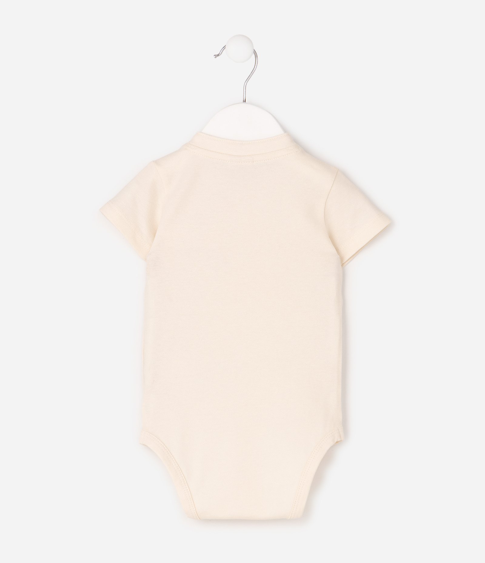 Body Bebê Piquet Gola Henley - Tam 0 a 18 meses Bege 3