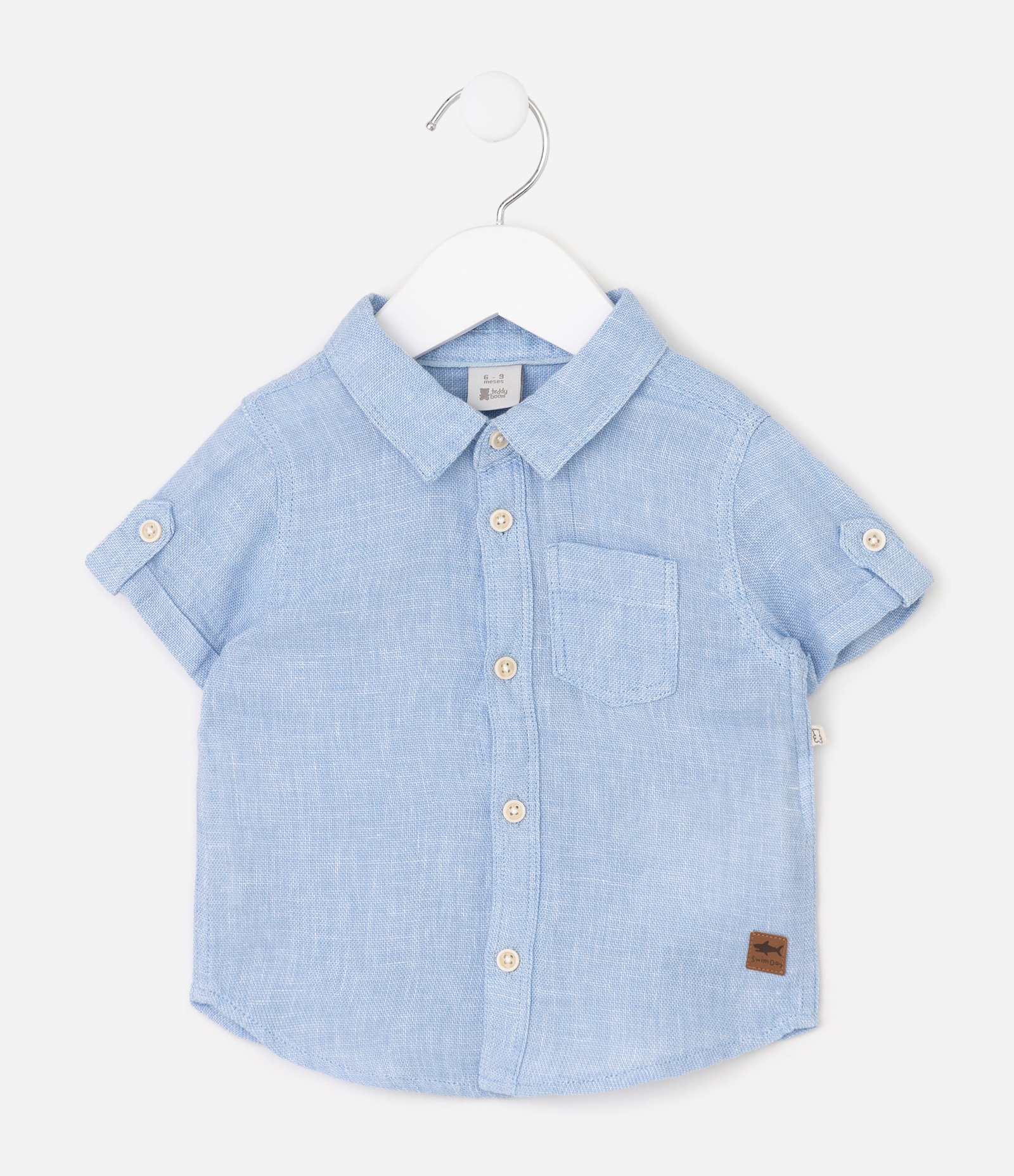Camisa Bebê Linho Com Bolso - Tam 0 a 18 Meses Azul 2
