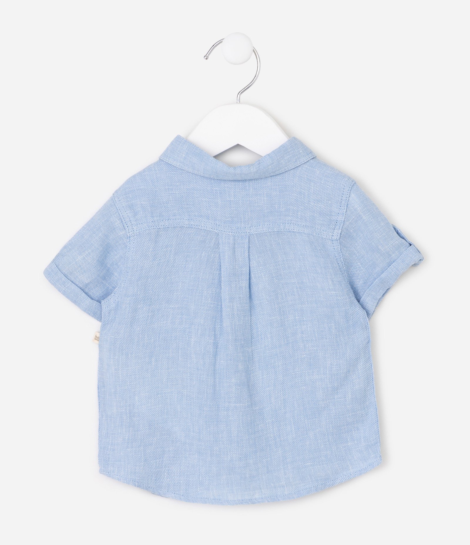 Camisa Bebê Linho Com Bolso - Tam 0 a 18 Meses Azul 3