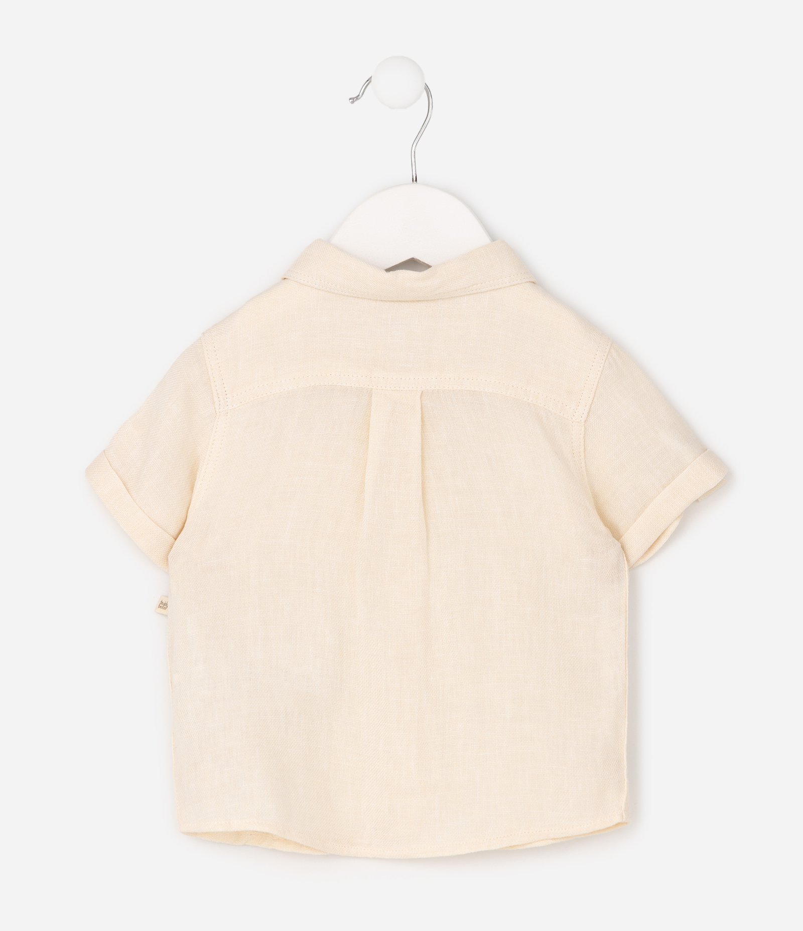 Camisa Bebê Linho Com Bolso - Tam 0 a 18 Meses Bege 8
