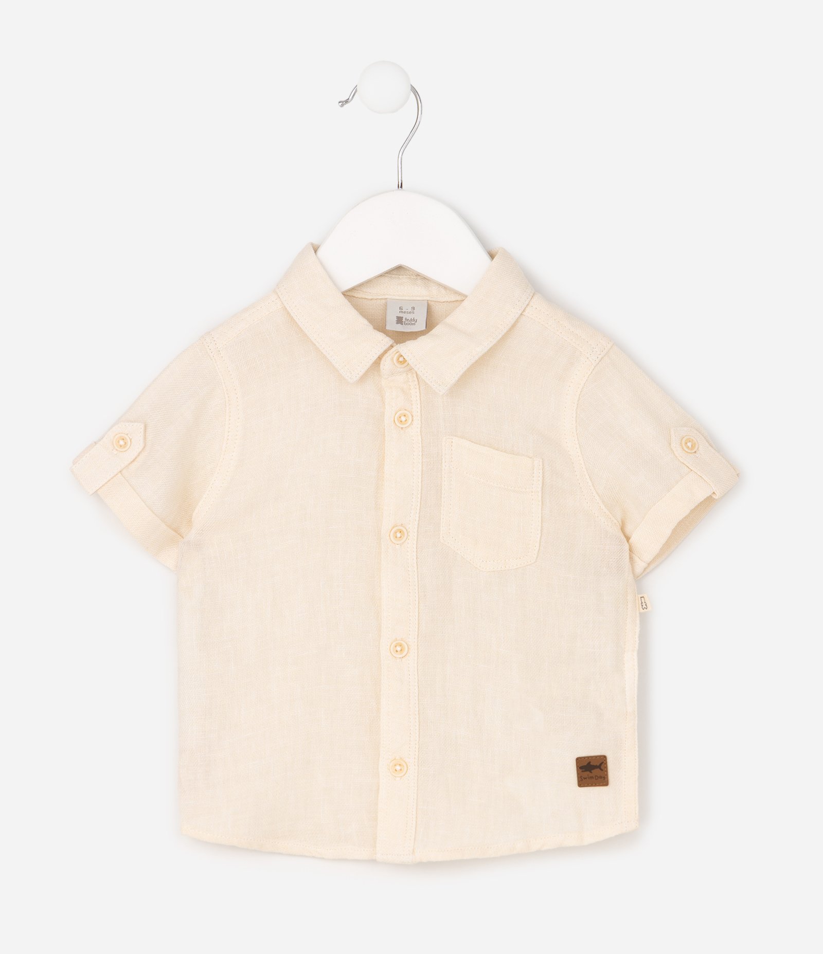 Camisa Bebê Linho Com Bolso - Tam 0 a 18 Meses Bege 3