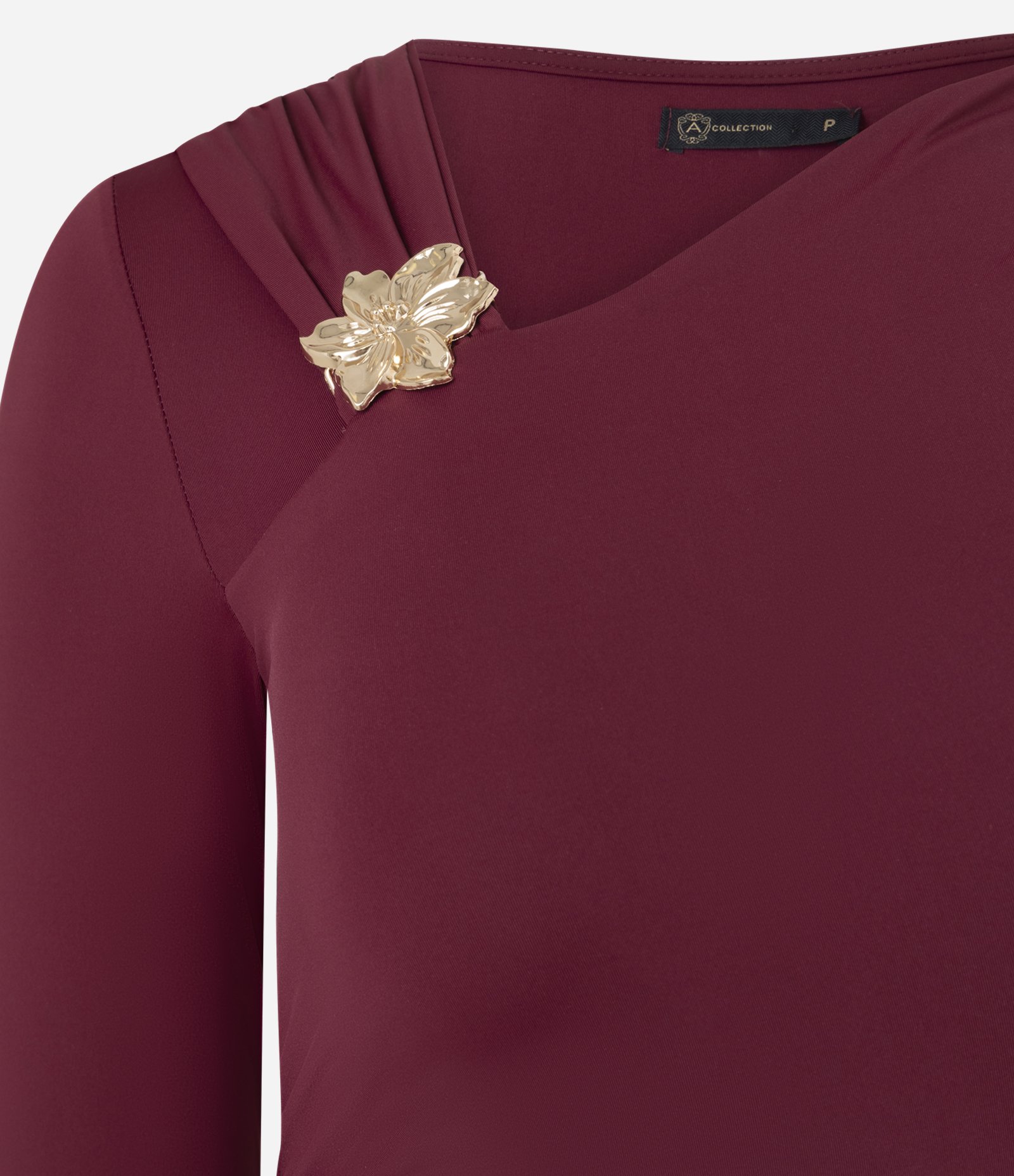 Body em Poliamida com Aviamento de Flor Delicada Bordô 6