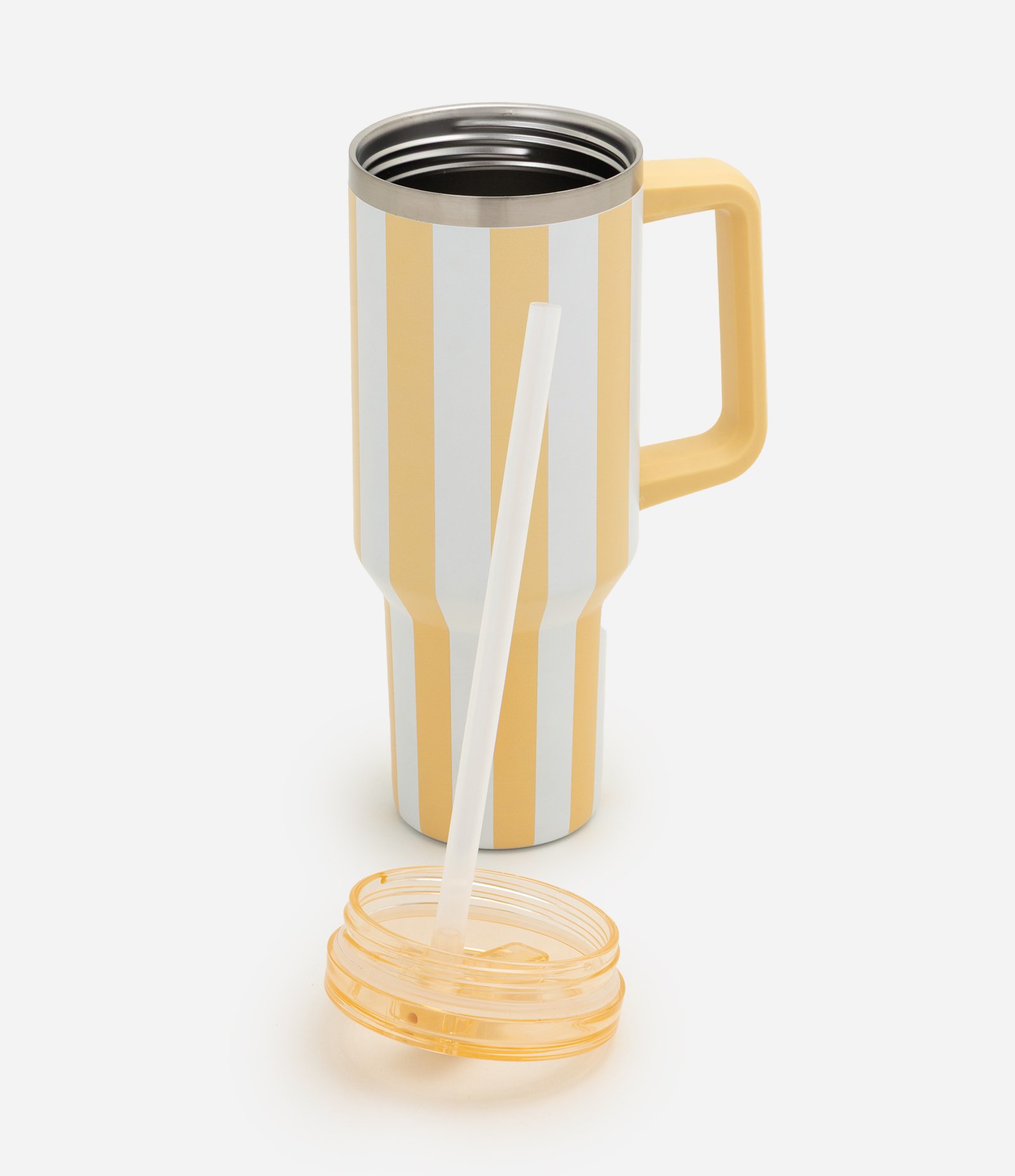 Copo Térmico com Estampa Listrada 1,2L Amarelo 4