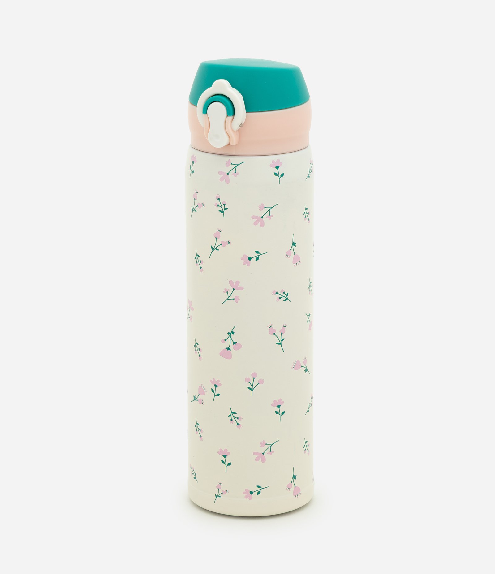 Garrafa Térmica em Aço Inoxidável com Estampa Floral 450ml Off White 1