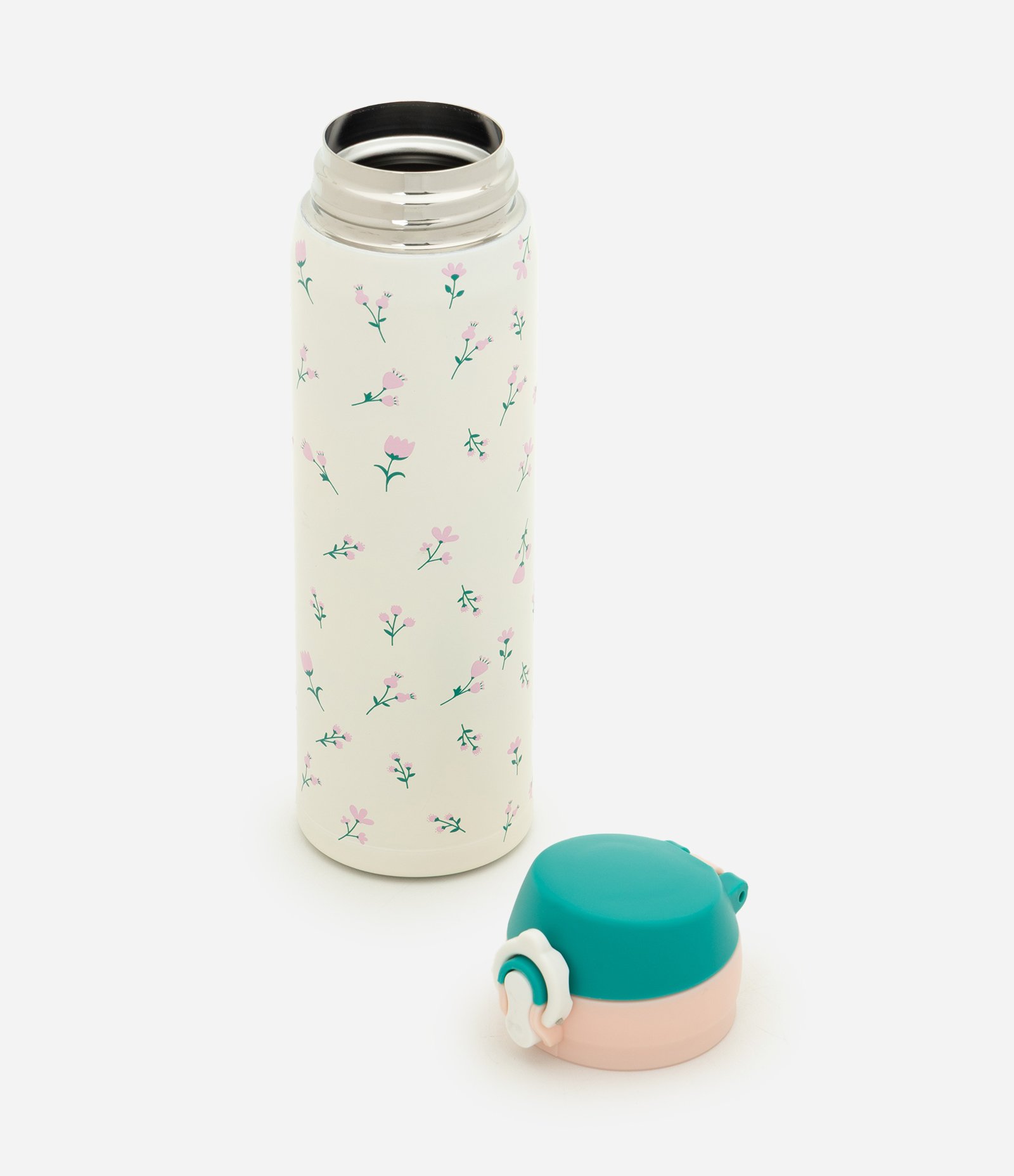 Garrafa Térmica em Aço Inoxidável com Estampa Floral 450ml Off White 4