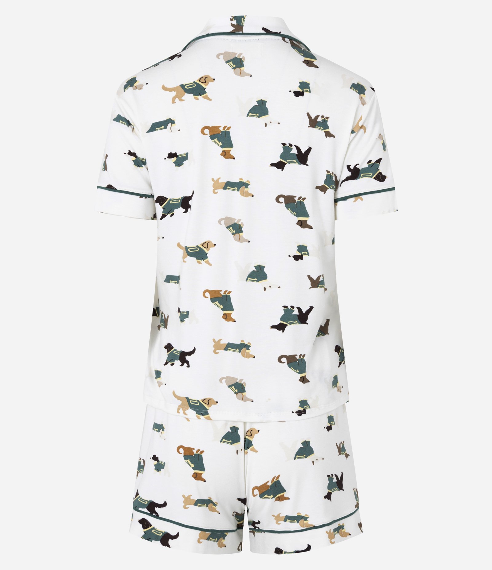 Pijama Curto Americano com Estampa Cachorros do Brasil Branco/Verde/Amarelo 2
