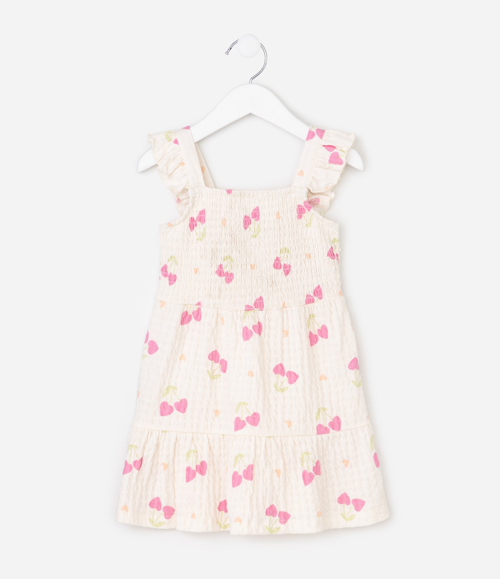 Vestido Infantil Em Algodão Texturizado Cereja Com Lastex -Tam 5 a 6 Anos Multicores 1