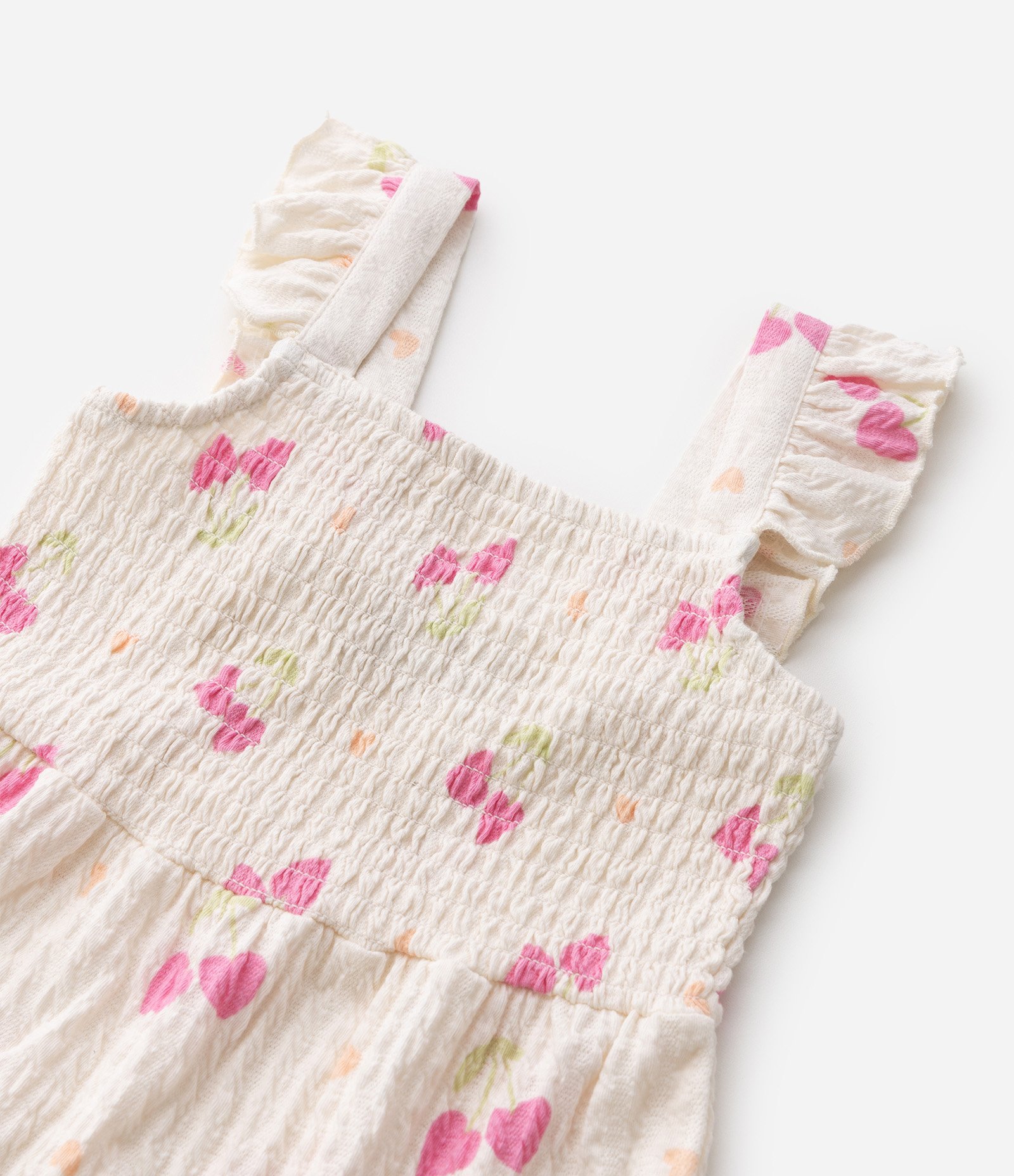 Vestido Infantil Em Algodão Texturizado Cereja Com Lastex -Tam 5 a 6 Anos Multicores 4