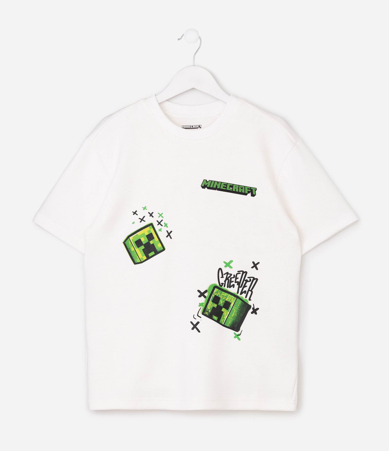 Camiseta Infantil Minecraft Com Relevo - Tam 5 a 14 Anos Branco 2