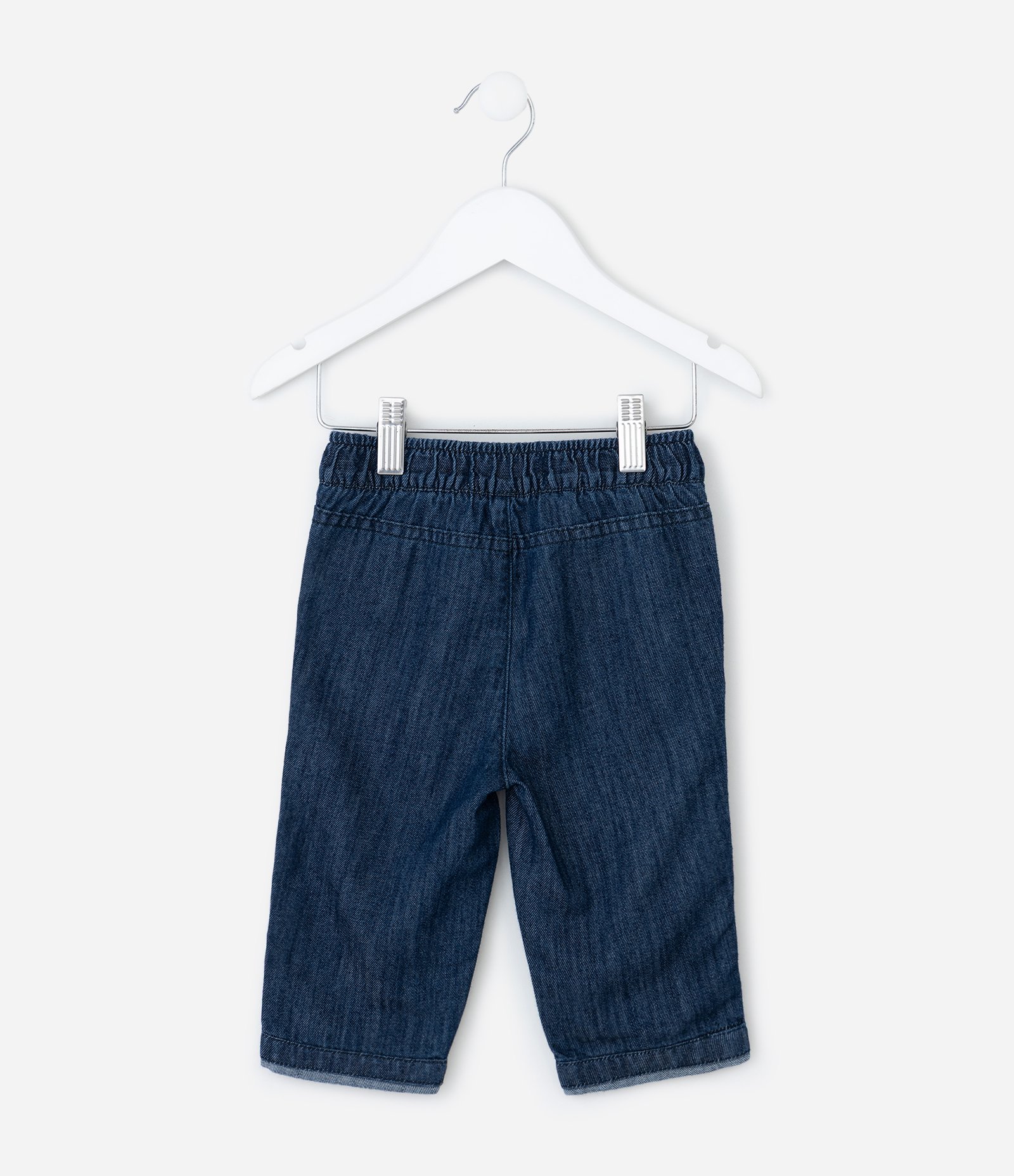 Calça Infantil em Jeans com Bordado de Orelhas nas Barras – Tam 0 a 18 Meses Azul Marinho 2