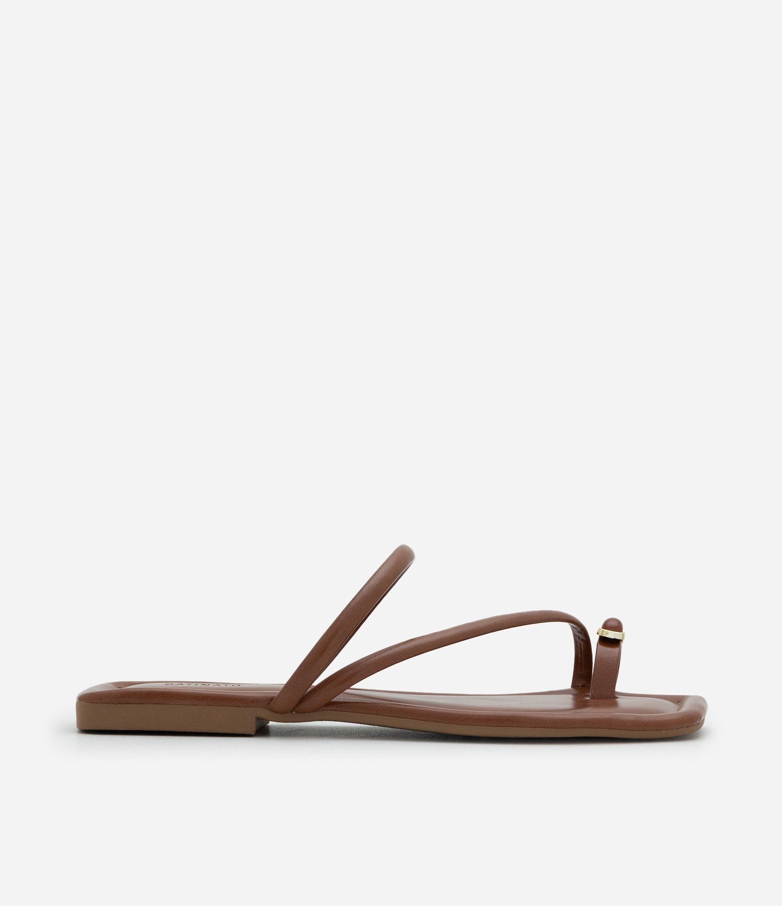 Sandália Rasteira Mule com Dedeira Bold Marrom 1