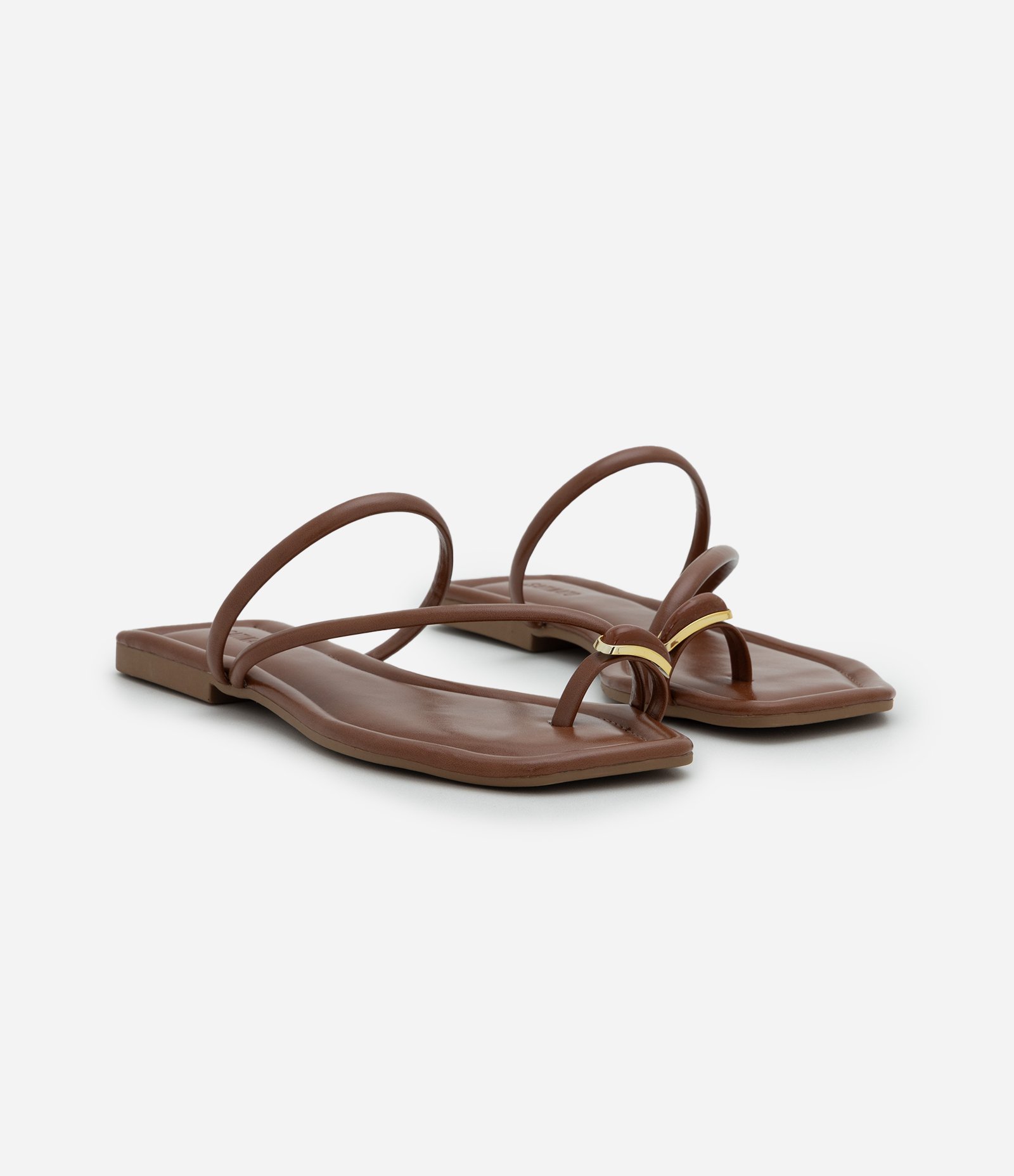 Sandália Rasteira Mule com Dedeira Bold Marrom 2