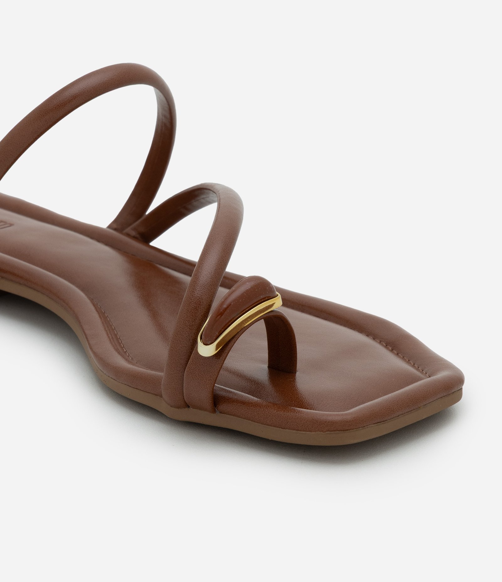 Sandália Rasteira Mule com Dedeira Bold Marrom 3