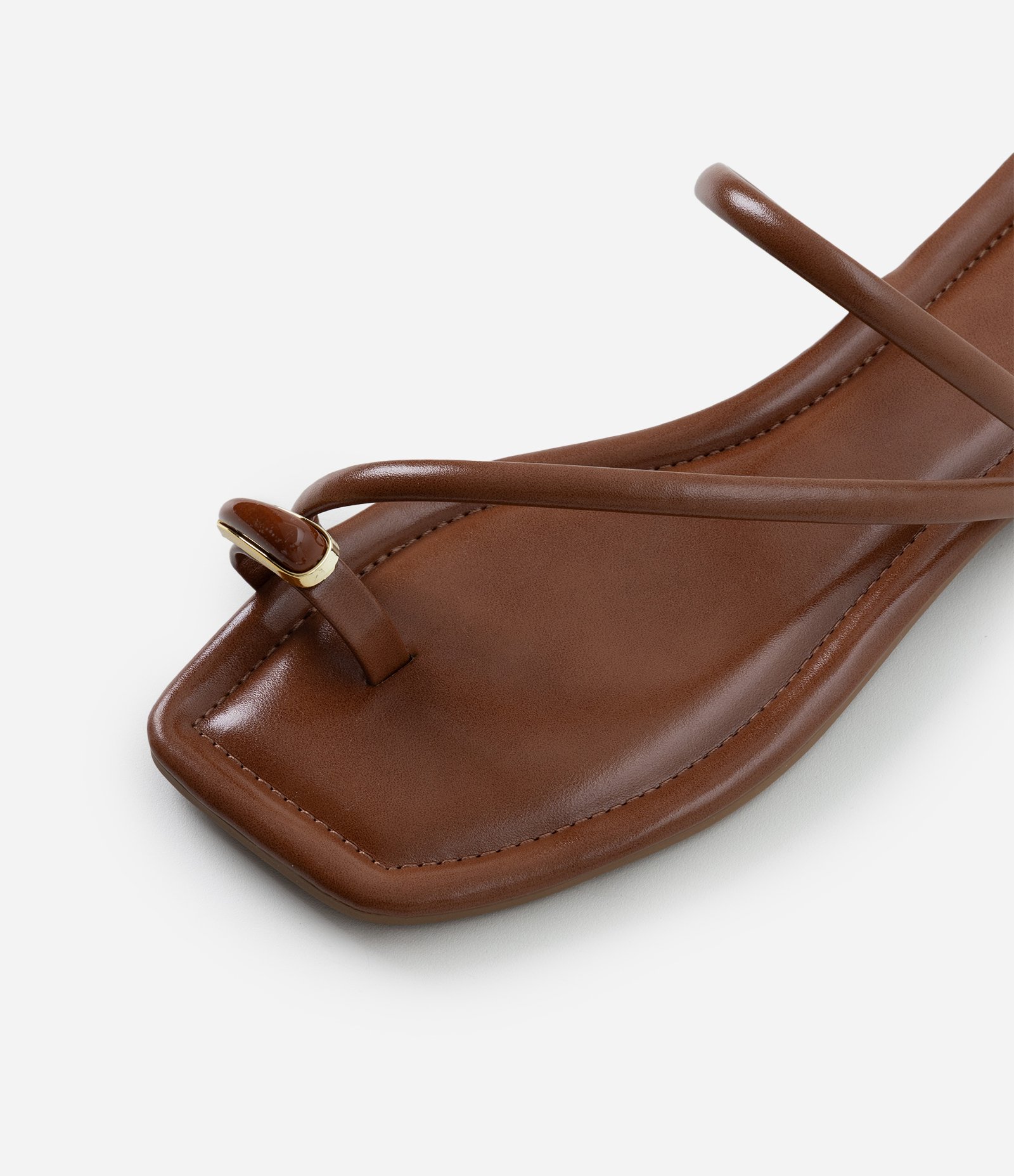 Sandália Rasteira Mule com Dedeira Bold Marrom 5