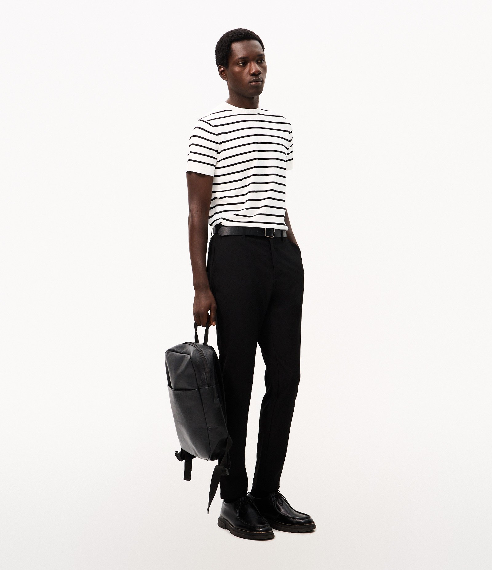 Camiseta Slim em Tricô Listrada Branco 2