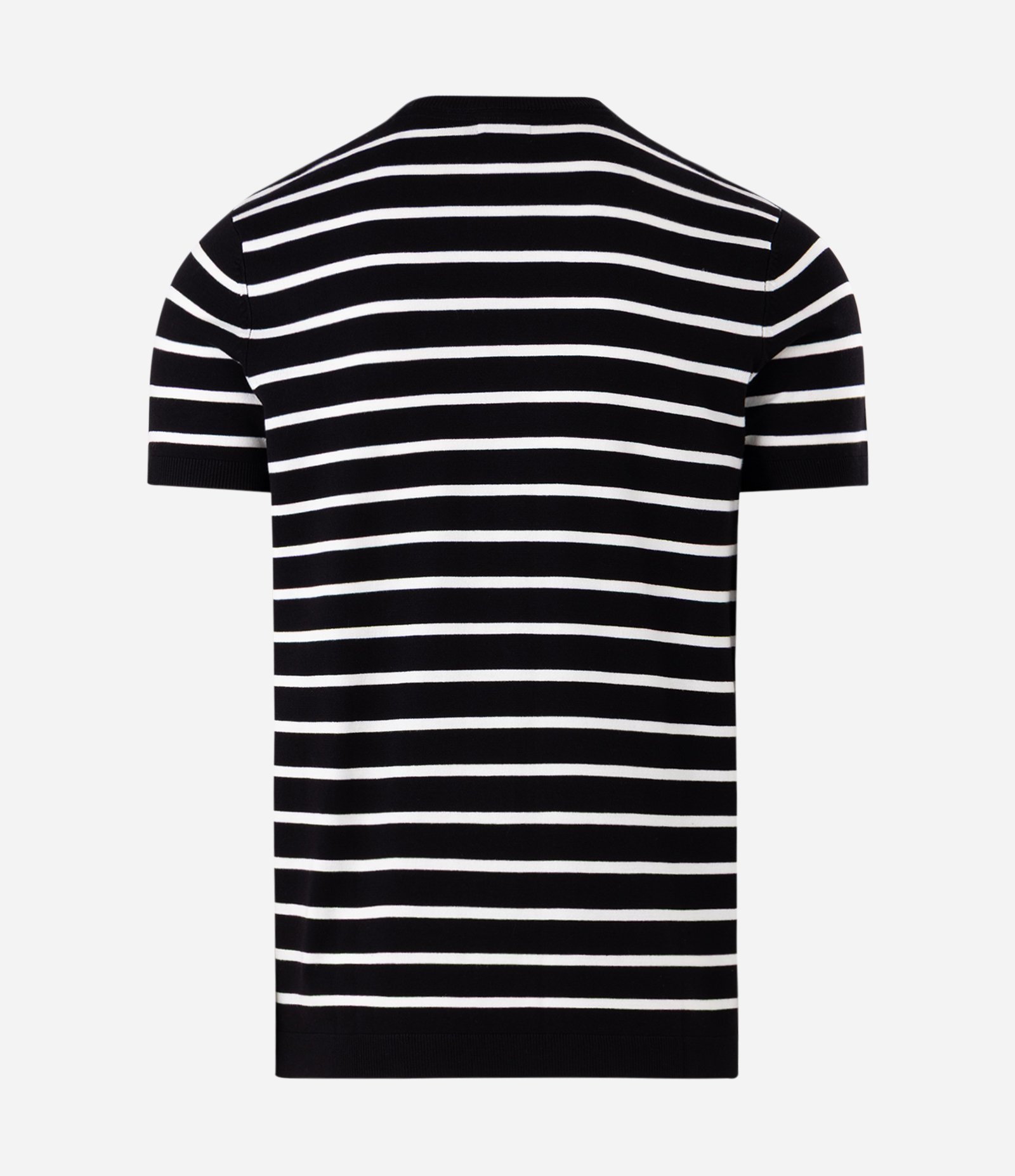 Camiseta Slim em Tricô Listrada Preto 7