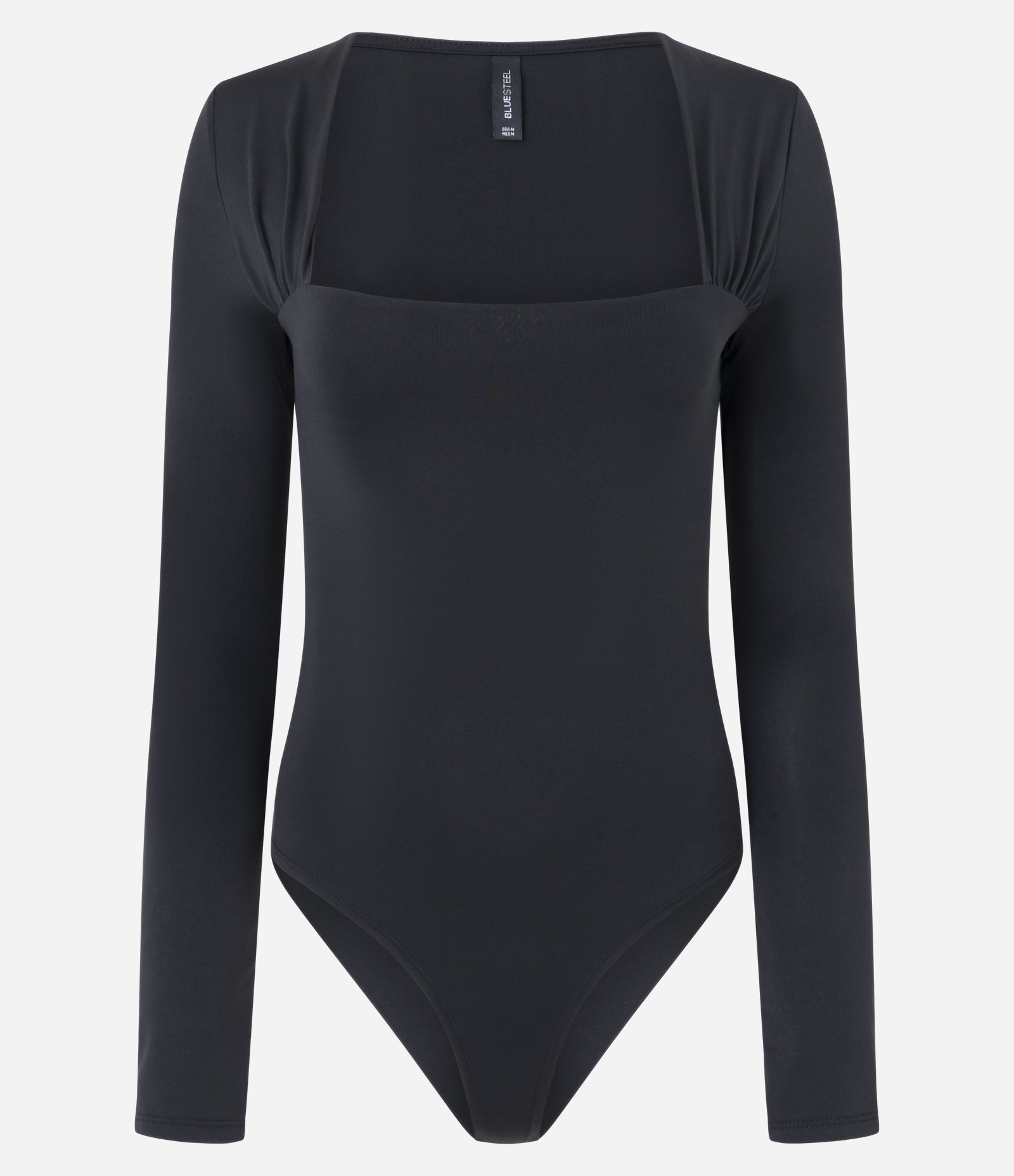 Body Manga Longa em Microfibra com Decote Quadrado Preto 5