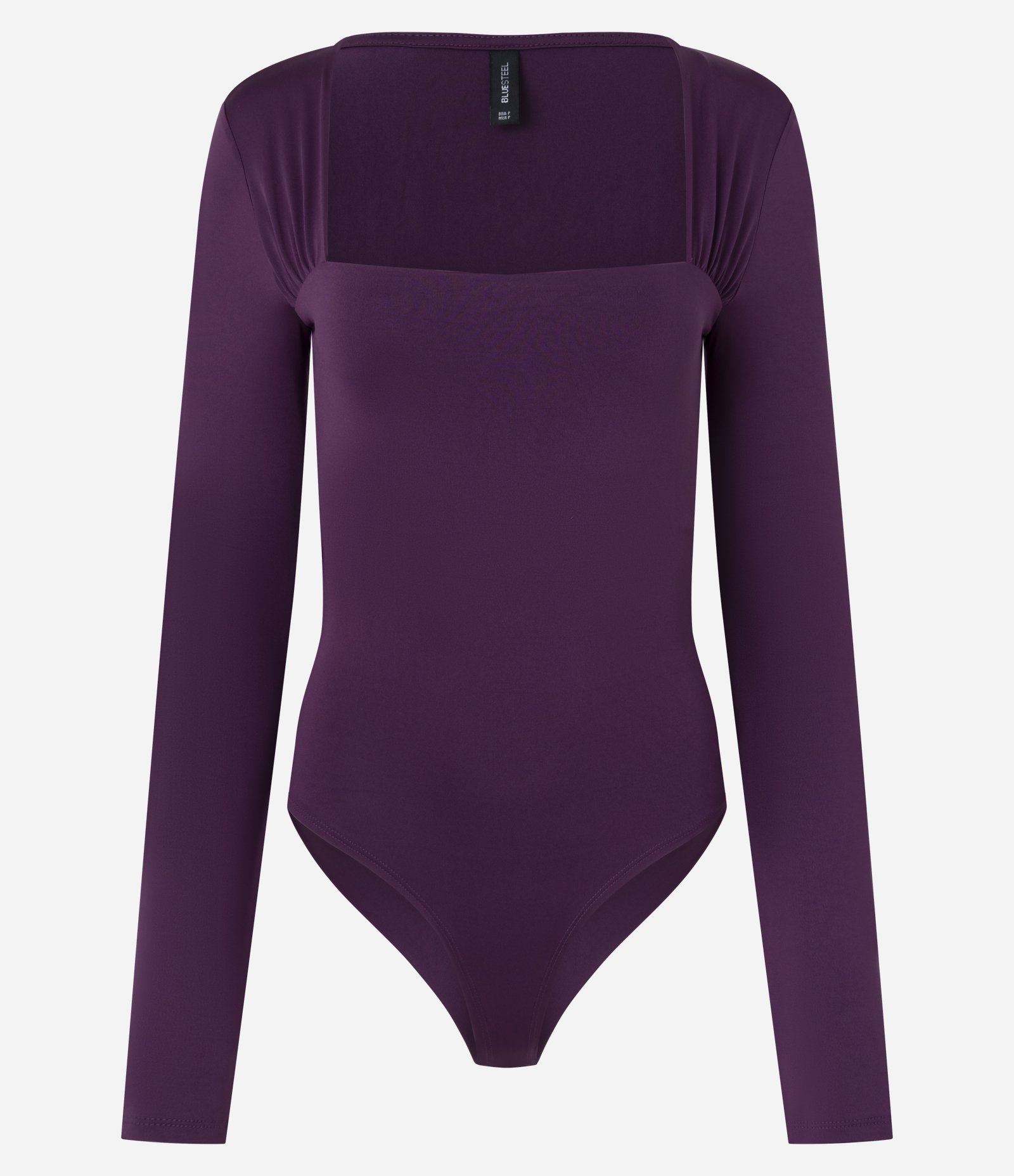 Body Manga Longa em Microfibra com Decote Quadrado Roxo 5