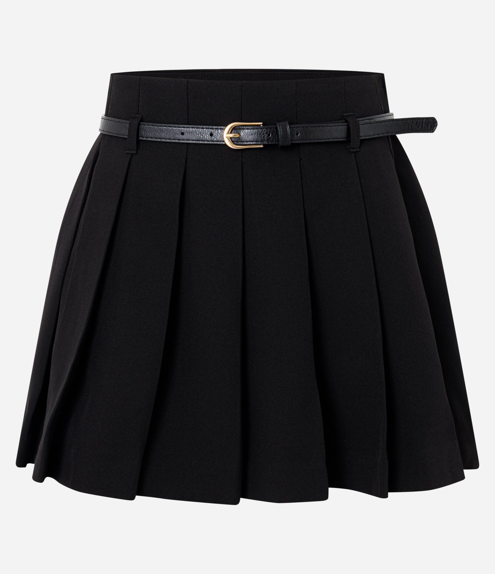 Short Saia Alfaiatado com Cinto de PU e Textura Plissada Preto 4