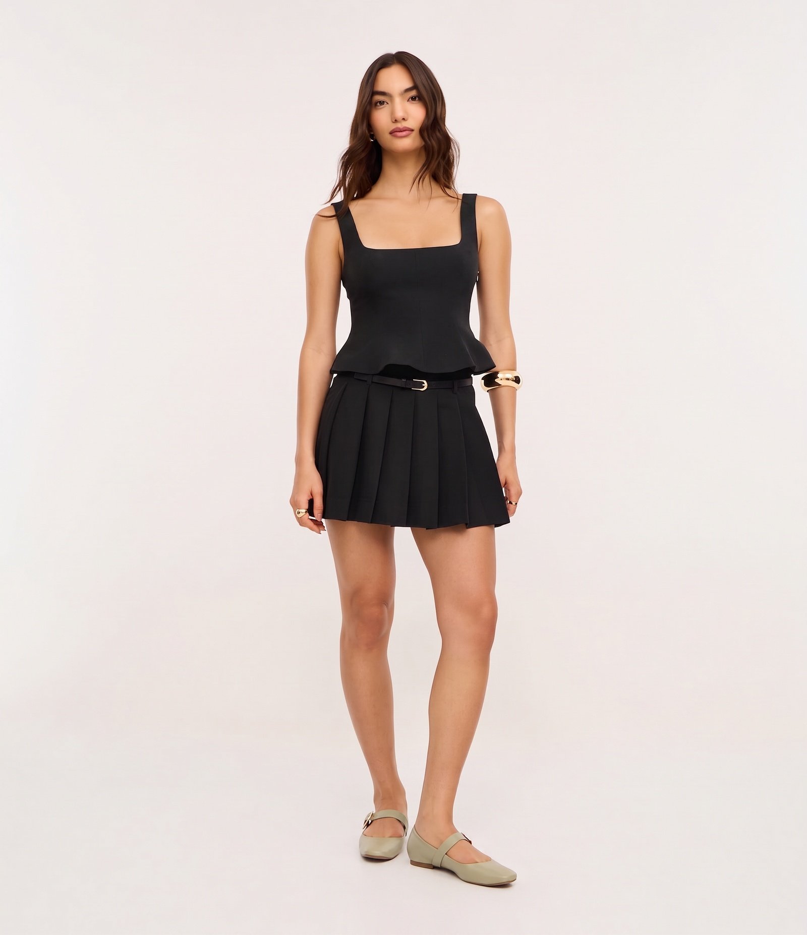Blusa Alfaiatada com Decote Quadrado e Barra Estruturada Preto 2