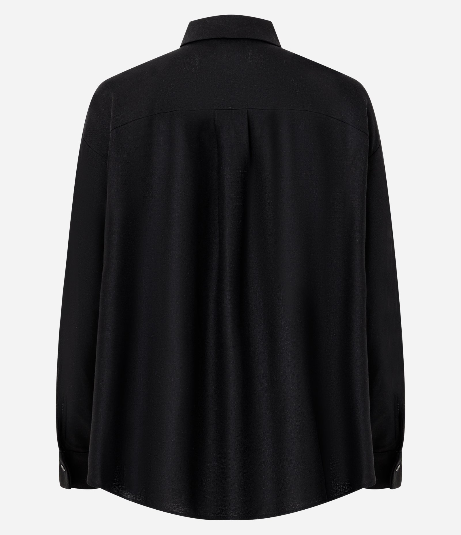 Camisa Ampla em Viscolinho com Barra Arredondada Preto 6