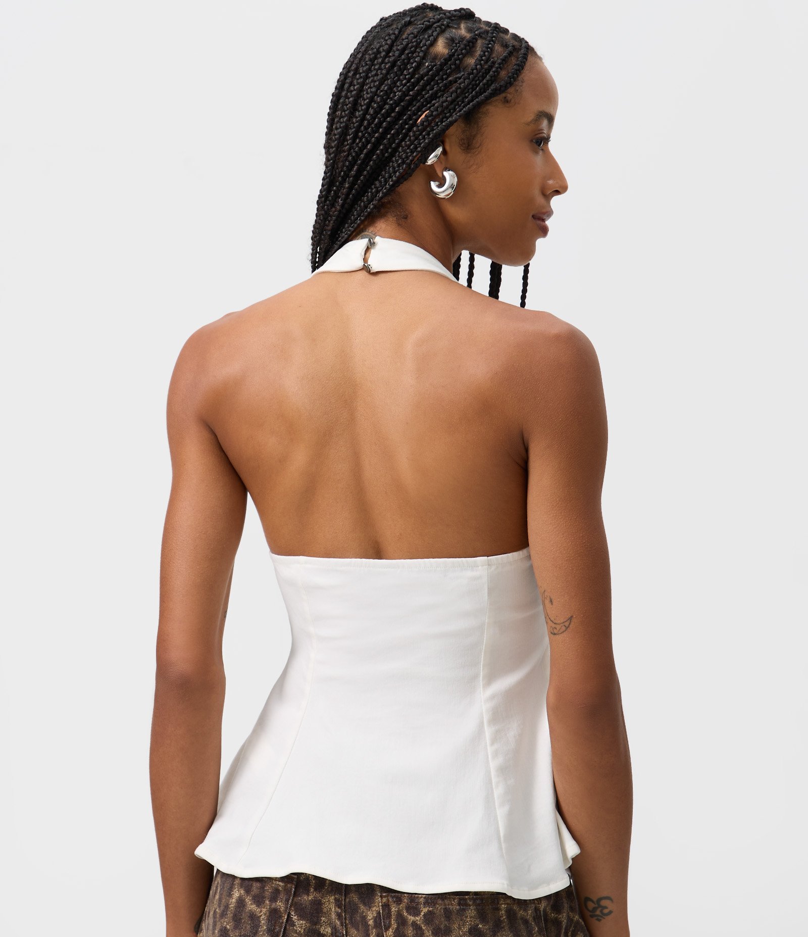 Blusa Peplum Frente Única em Bengaline Branco 2