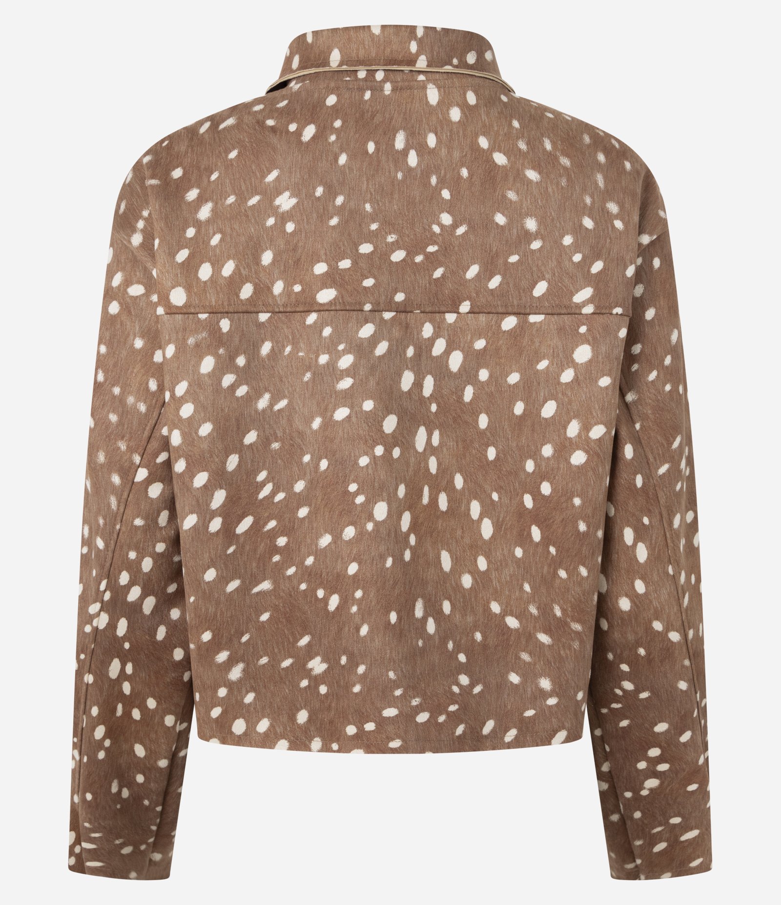 Jaqueta Suede Animal Print Bambi com Zíper Marrom 3