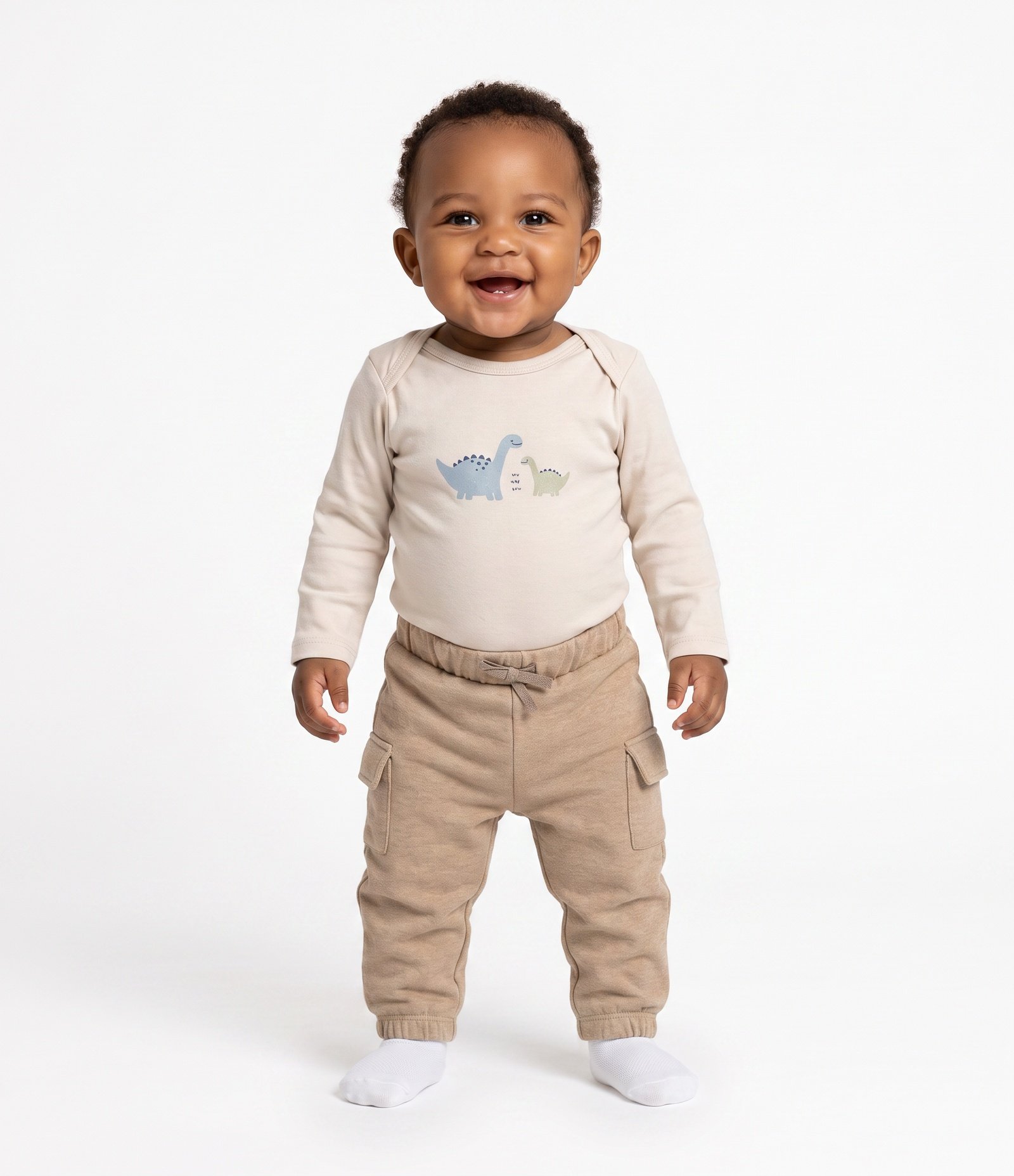 Calça Bebê em Moletom com Felpa e Bolso Lateral – Tam 0 a 18 Meses Bege 1