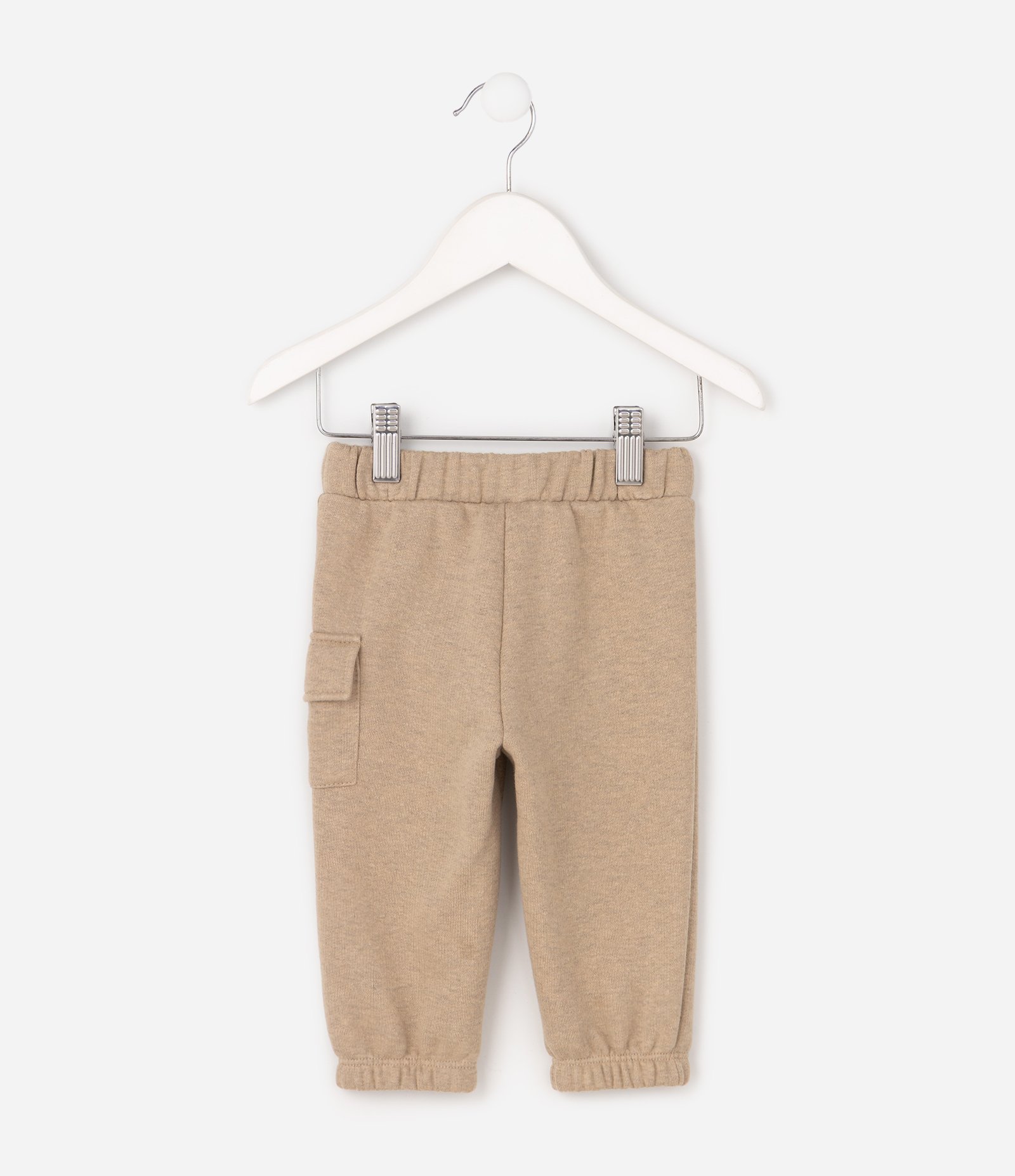 Calça Infantil em Moletom com Felpa e Bolso Lateral – Tam 0 a 18 Meses Bege 2