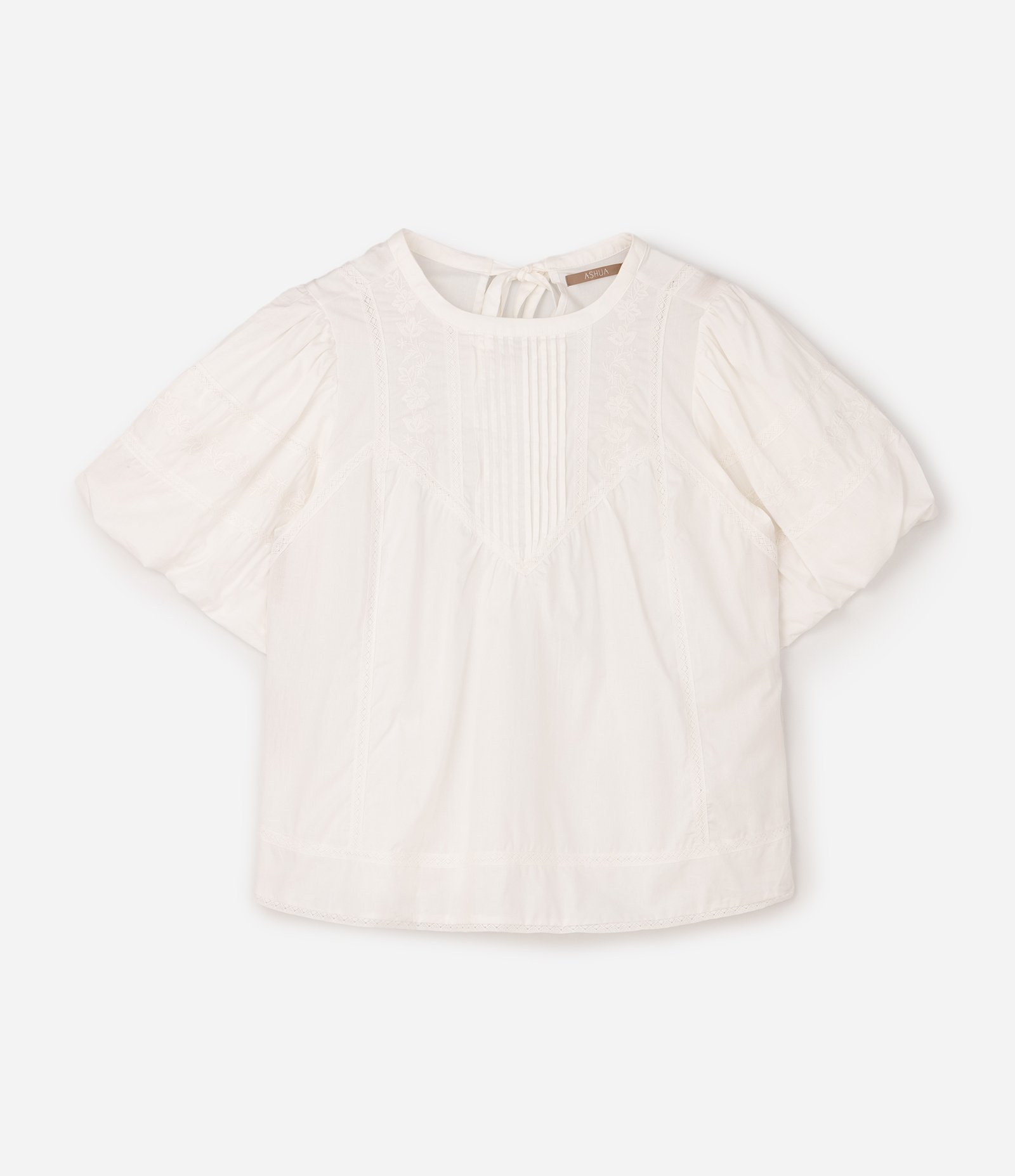 Blusa Regular em Algodão com Entremeios Curve & Plus Size Branco 5