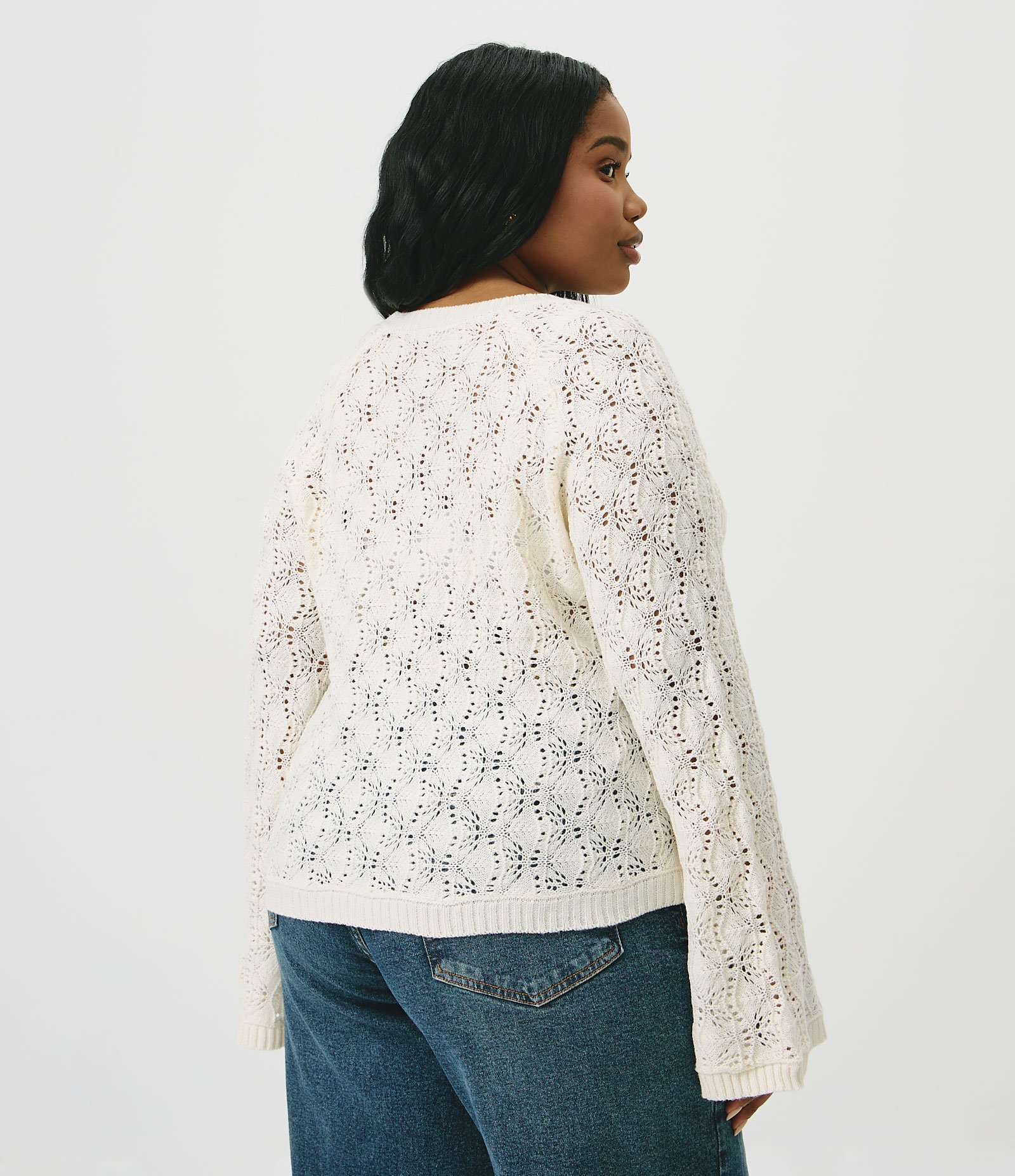 Cardigan Tricô Texturizado Manga Sino Curve & Plus Size Bege 4